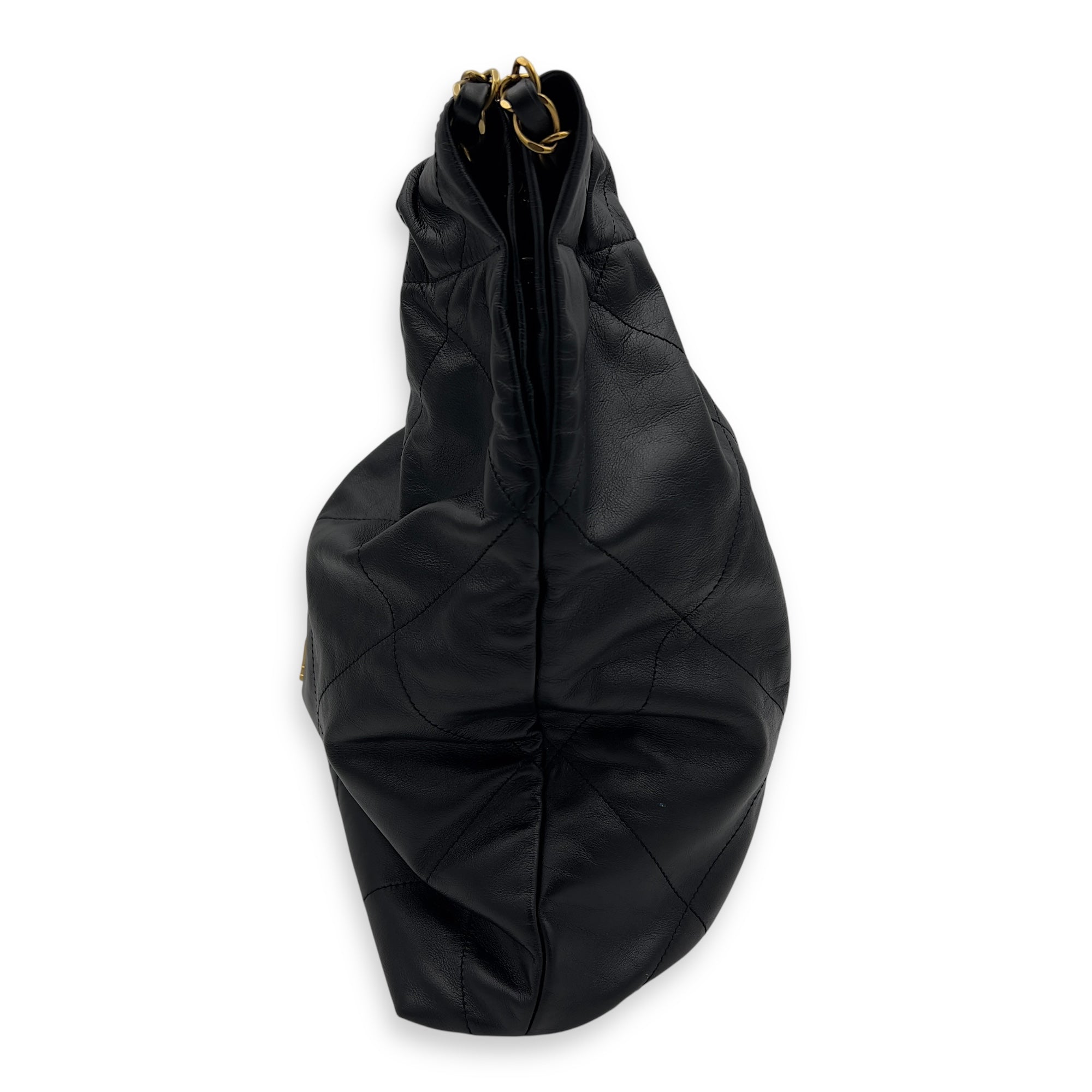 22 Tote Shoulder Bag Medium Black in Calfskin, Gold hardware - Image 7