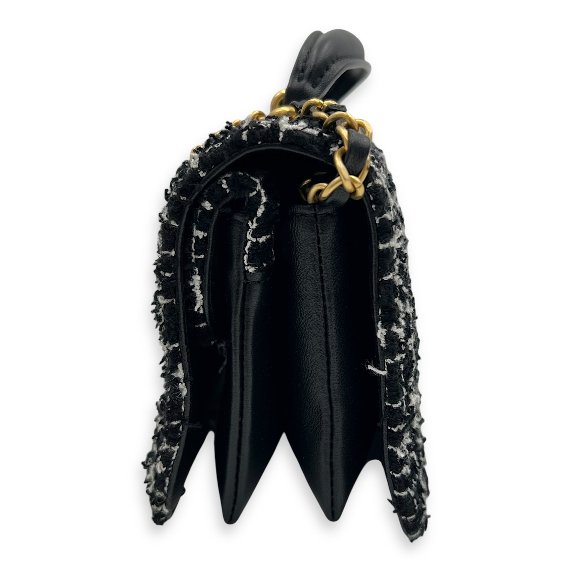 CC Black Top Handle Bag in Tweed, Gold hardware - Image 5