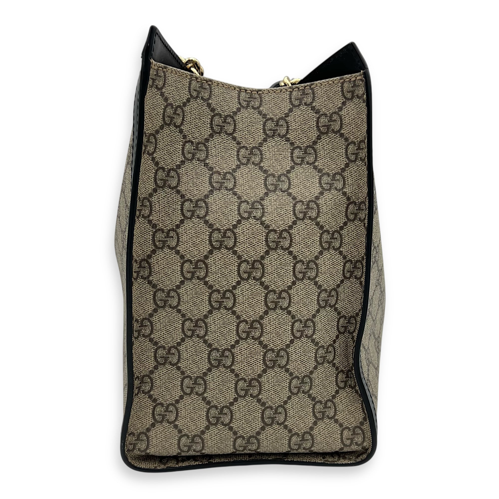 Padlock Tote Bag Beige in Coated Canvas, Gold hardware - Image 4