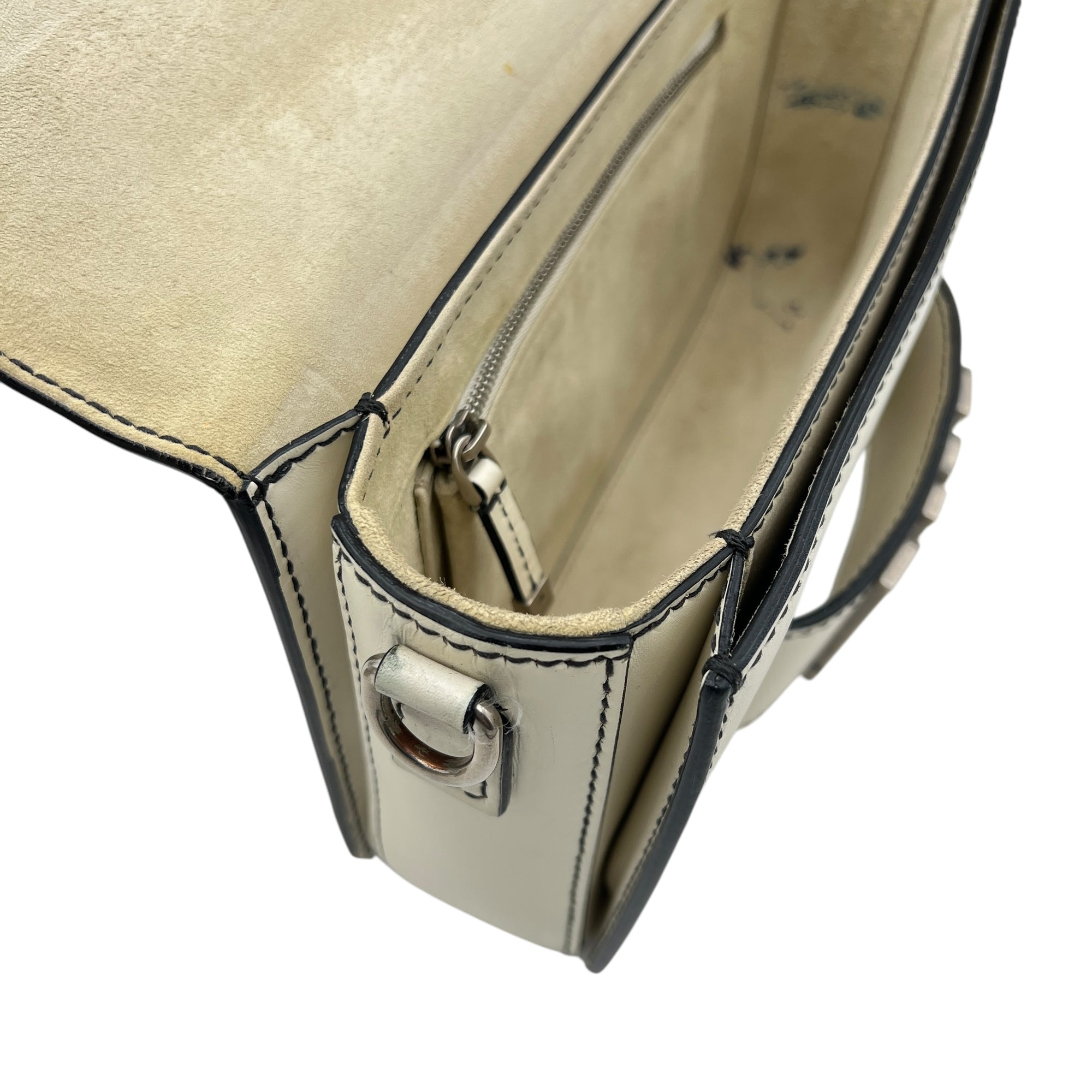 J'adior White Crossbody Bag in Calfskin, Silver hardware - Image 8