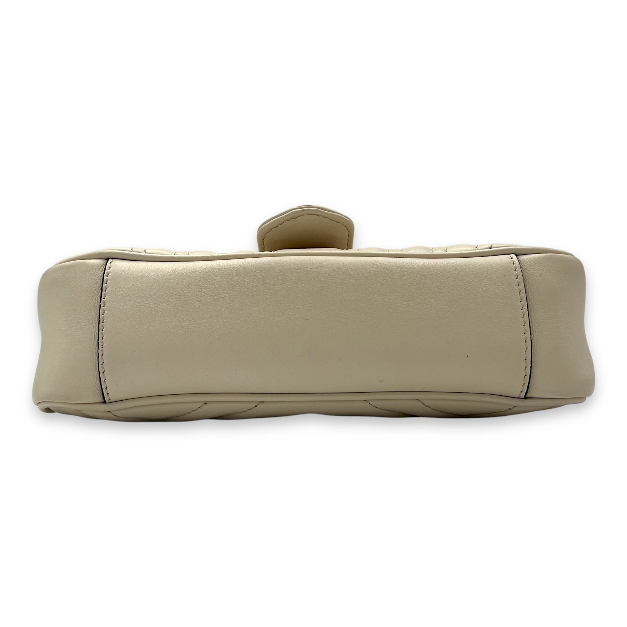 GG Marmont Shoulder Bag Mini White in Calfskin , Brushed Gold Hardware - Image 6