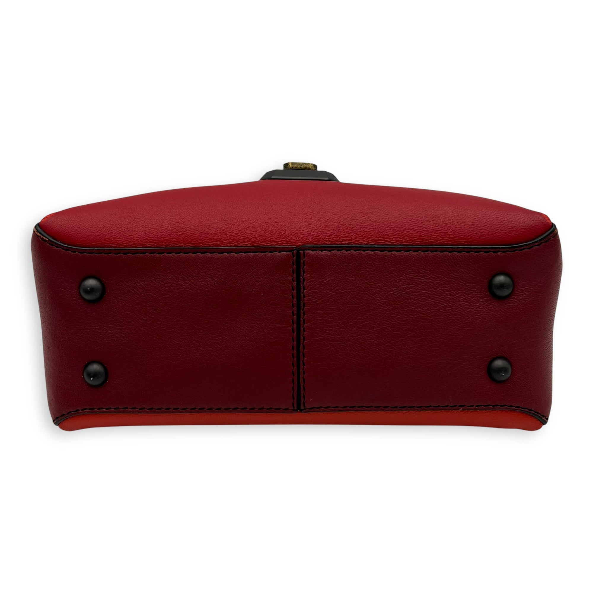 Piazza Top Handle Bag Red in Calfskin, Ruthenium hardware - Image 6