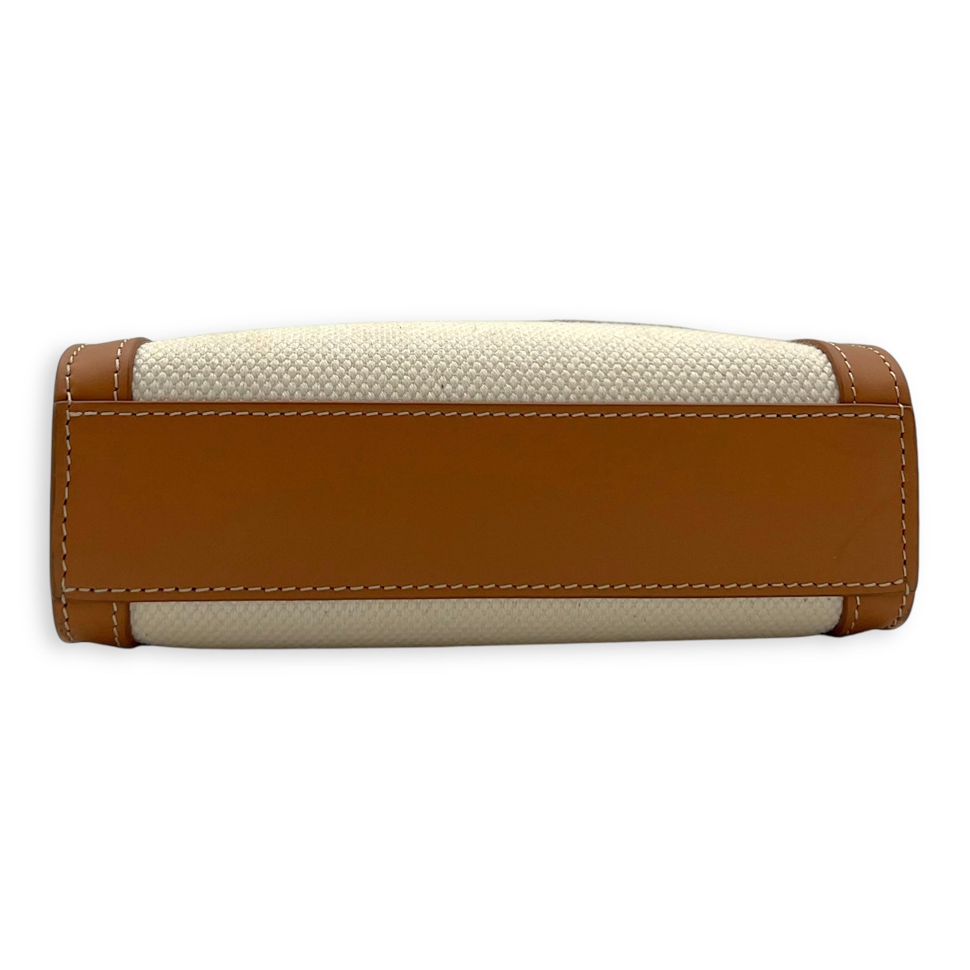 Cabas Top Handle Bag Small Beige in Canvas, Gold hardware - Image 6