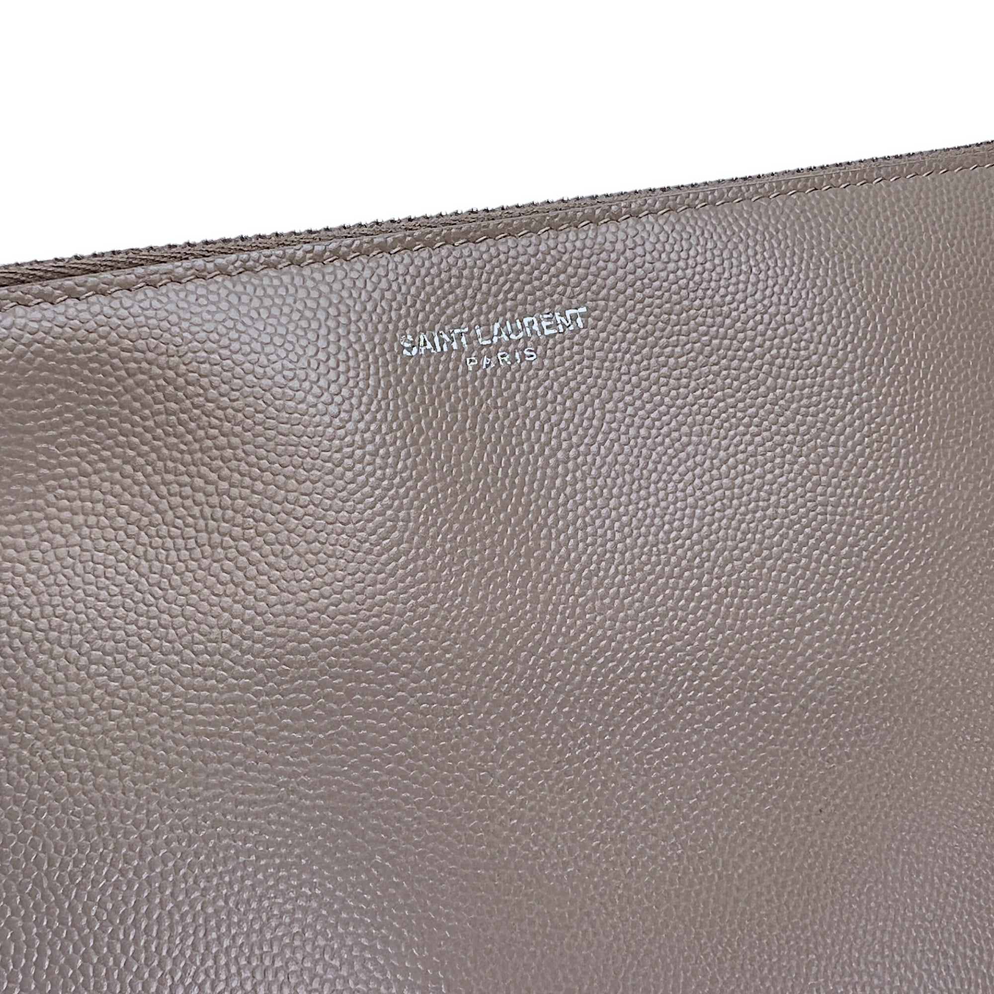 Paris Zipped Beige Pouch in Calfskin, Silver hardware - Image 7