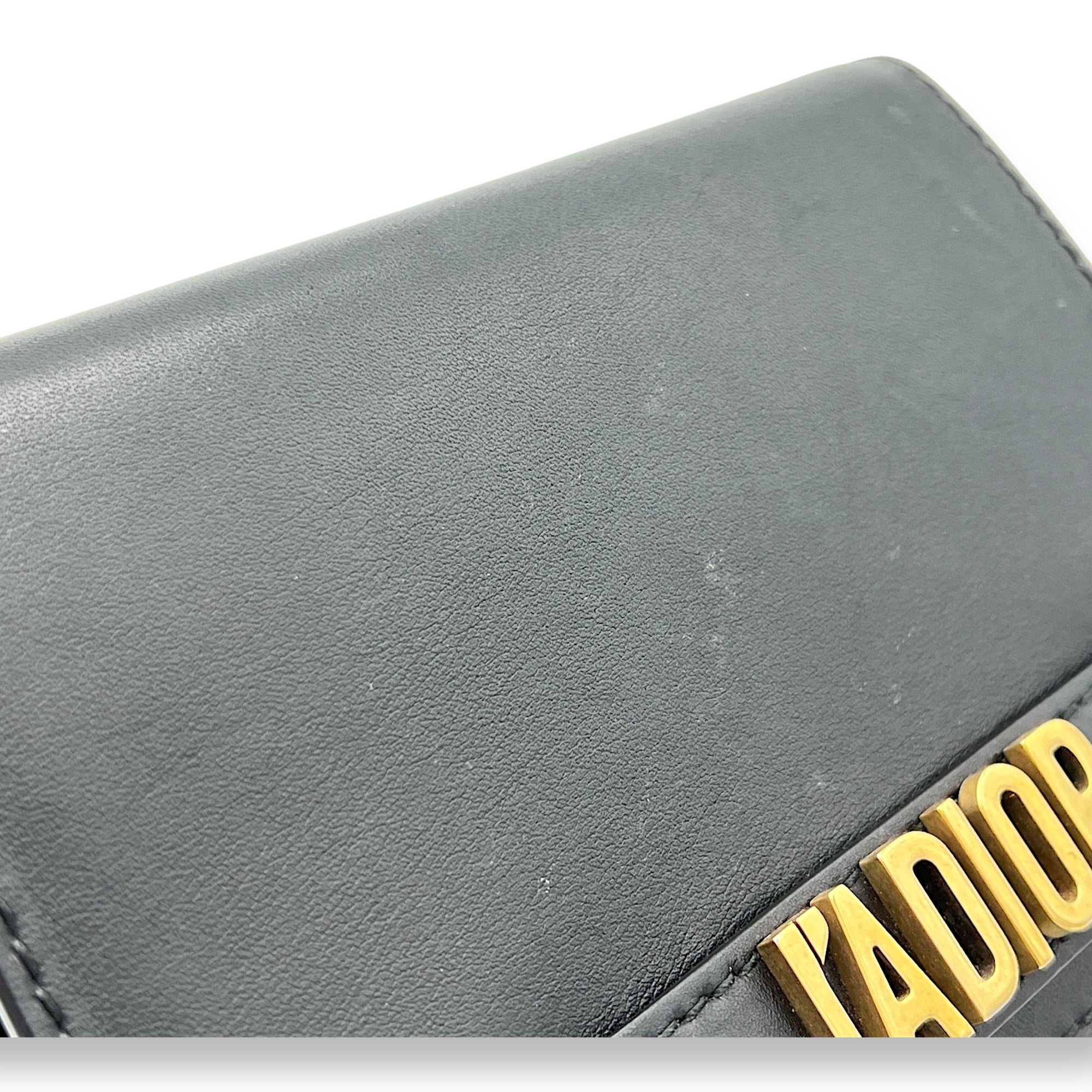 J'adior Black Wallet On Chain in Lambskin, Gold hardware - Image 7