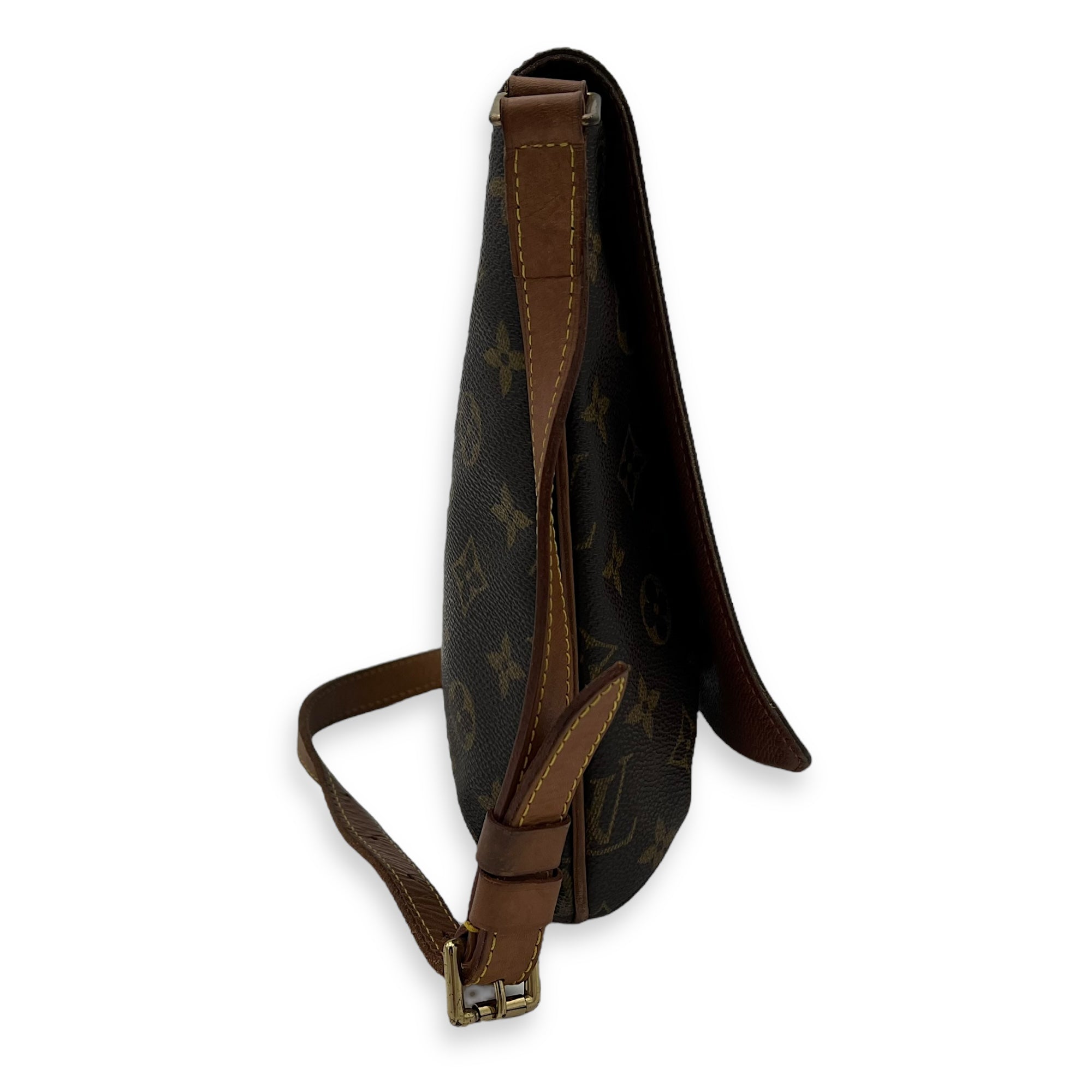 Musette Salsa Brown Crossbody Bag in Monogram Coated Canvas, Gold hardware - Image 4