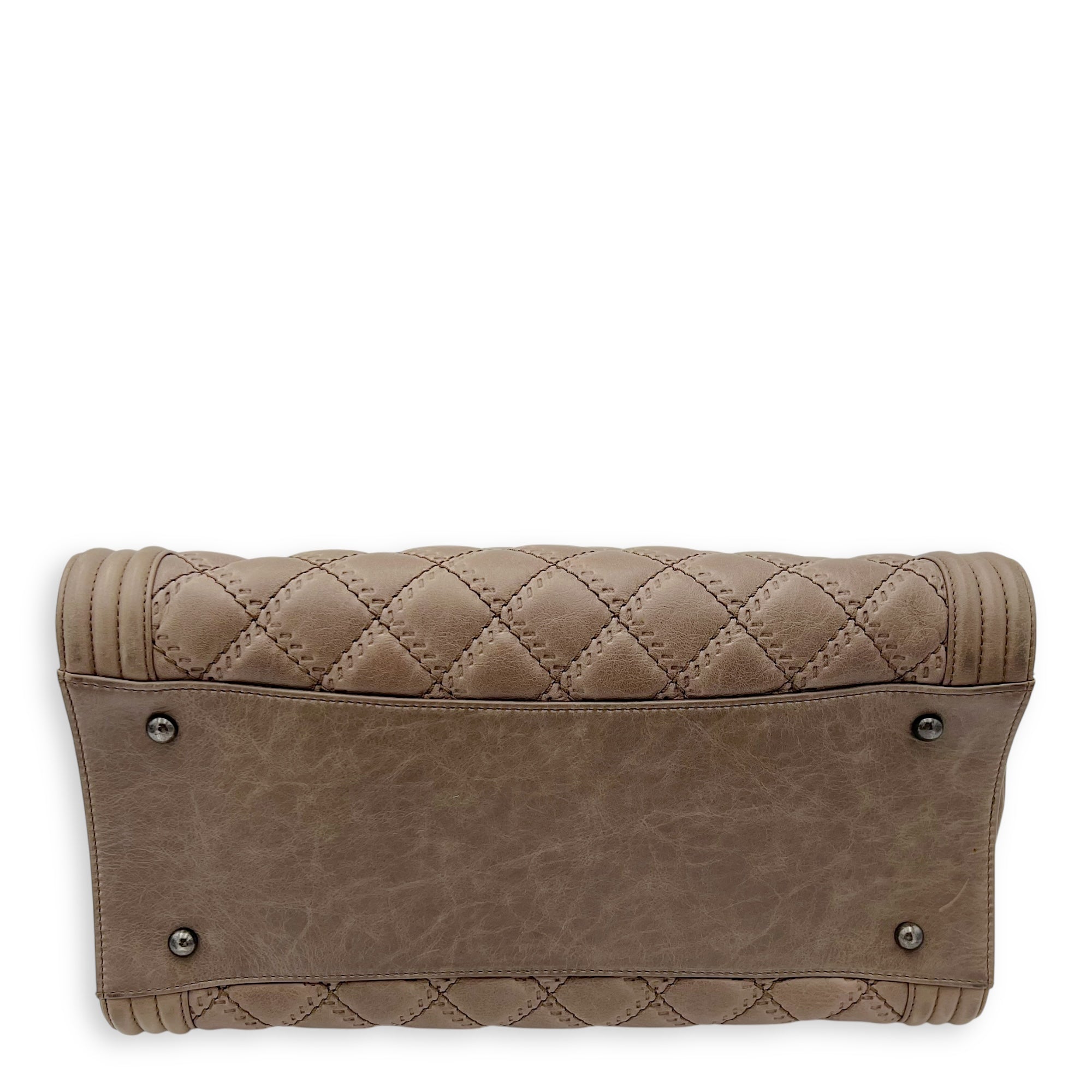 Boy Top Handle Bag Beige in Calfskin, Gunmetal hardware - Image 7