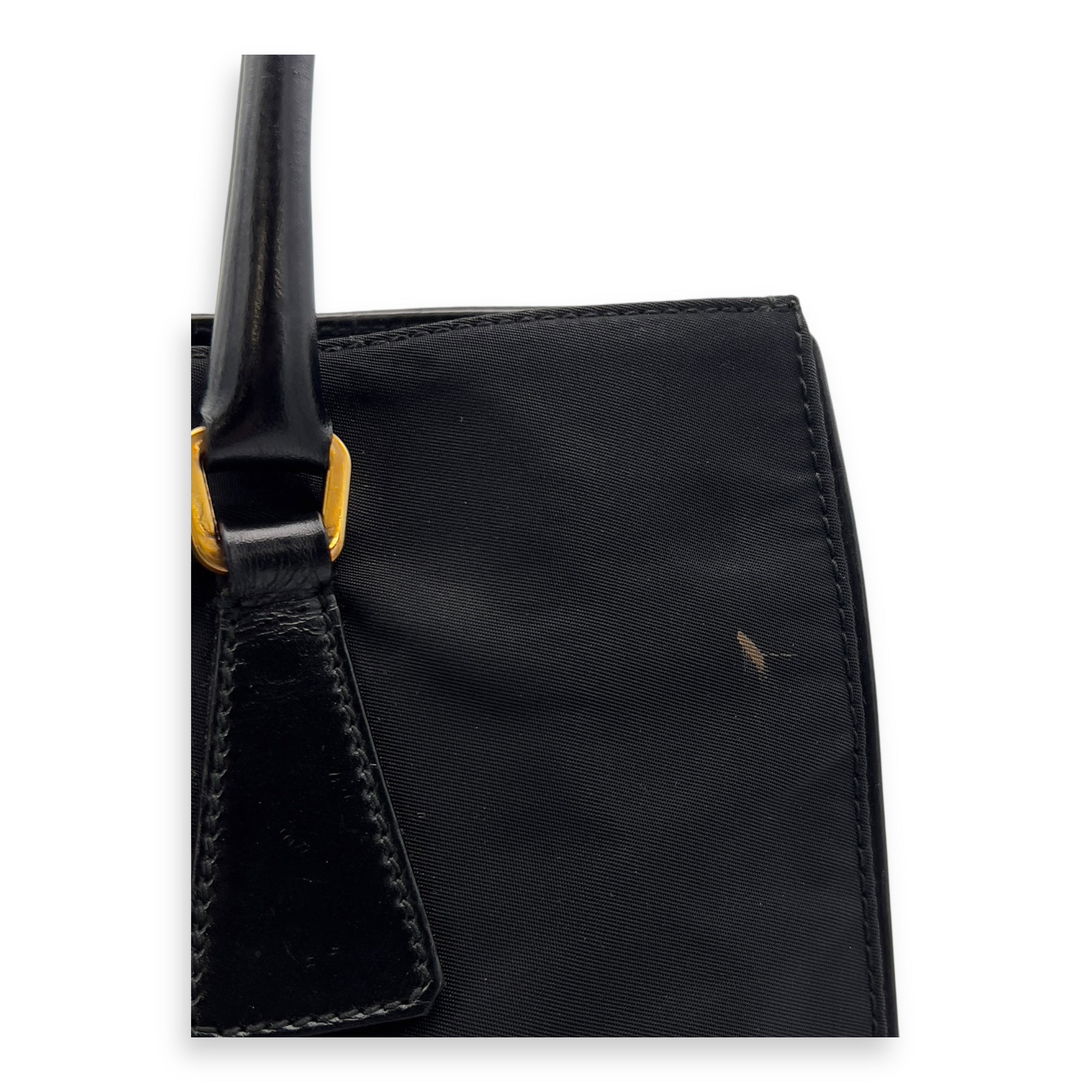 Logo Tote Bag Black in Nylon, Gold hardware - Image 7