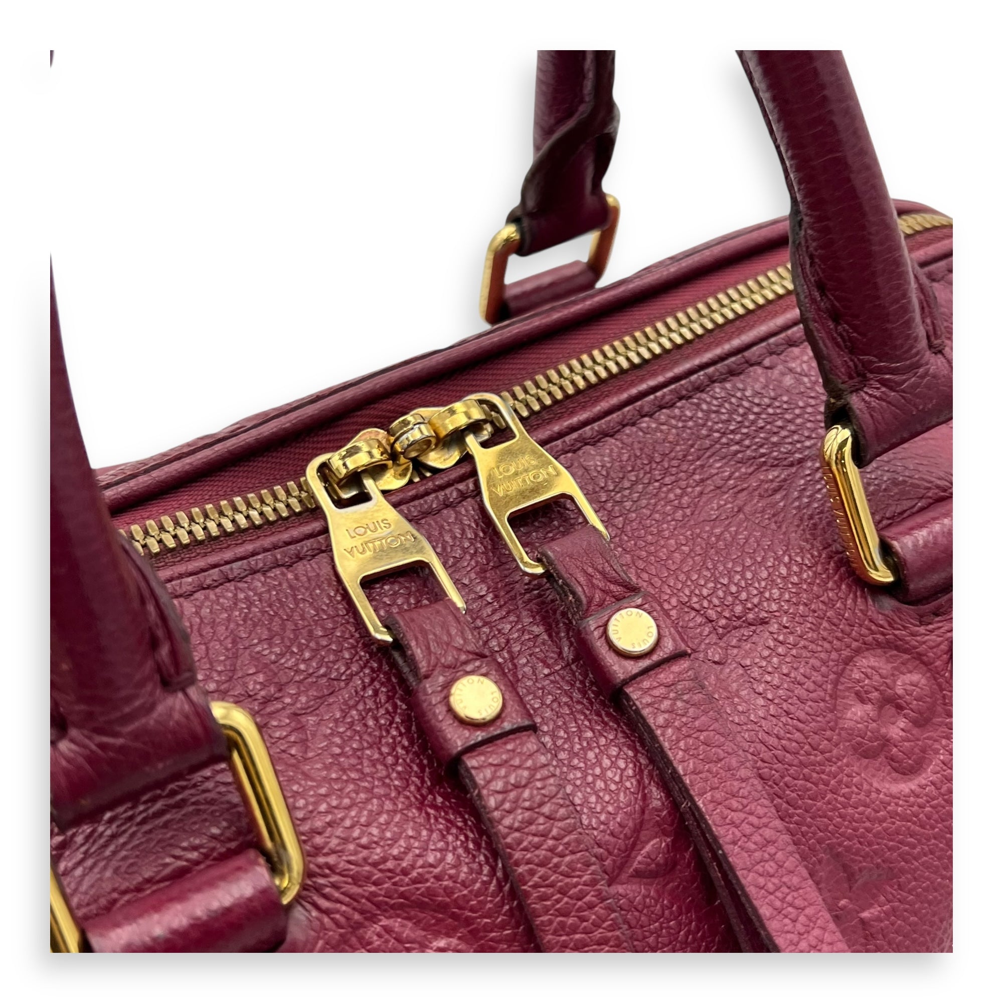 Speedy Bandouliere Top Handle Bag 25 Red in Empreinte Leather, Gold hardware - Image 7