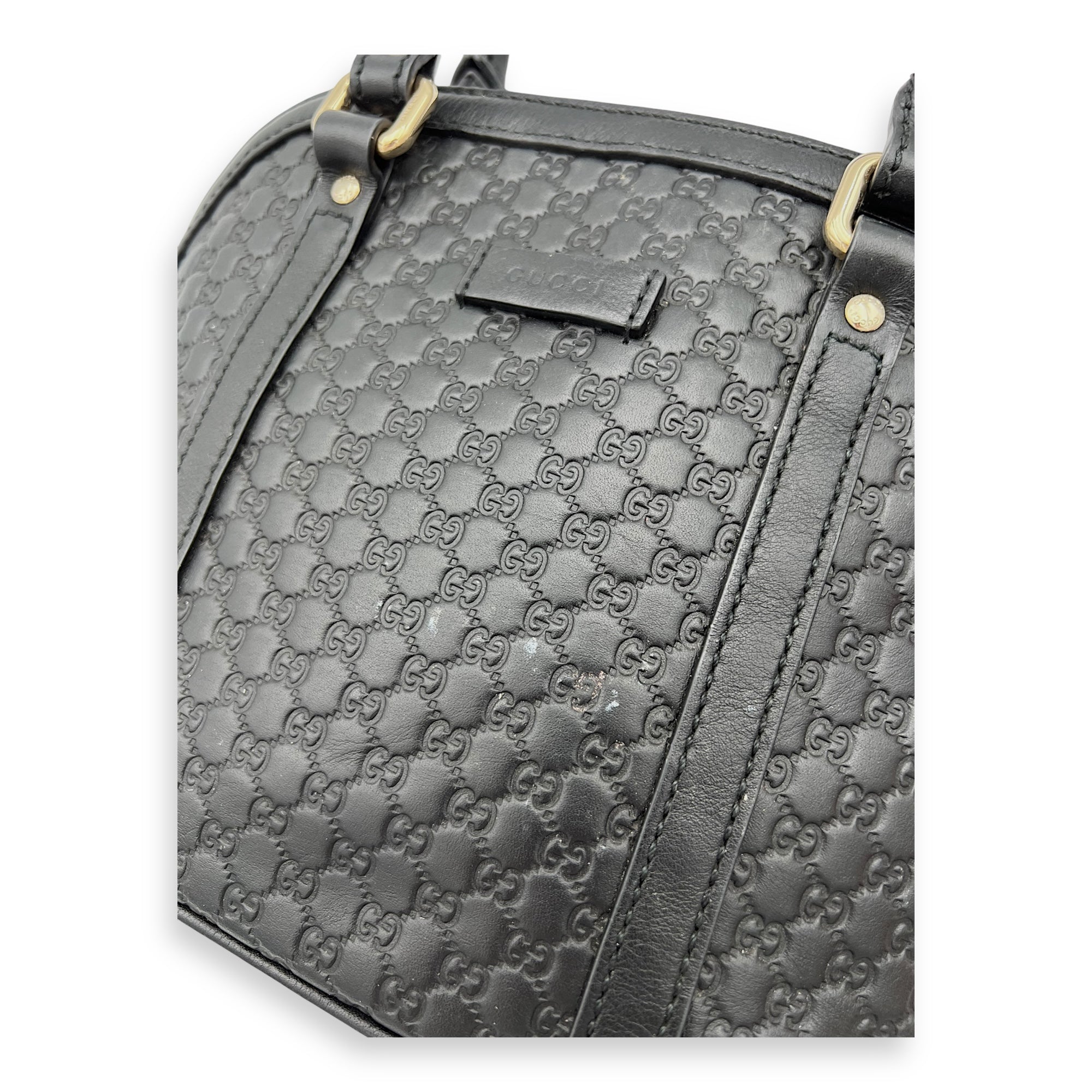 Micro gg Top Handle Bag Small Black in Calfskin, Gold hardware - Image 8