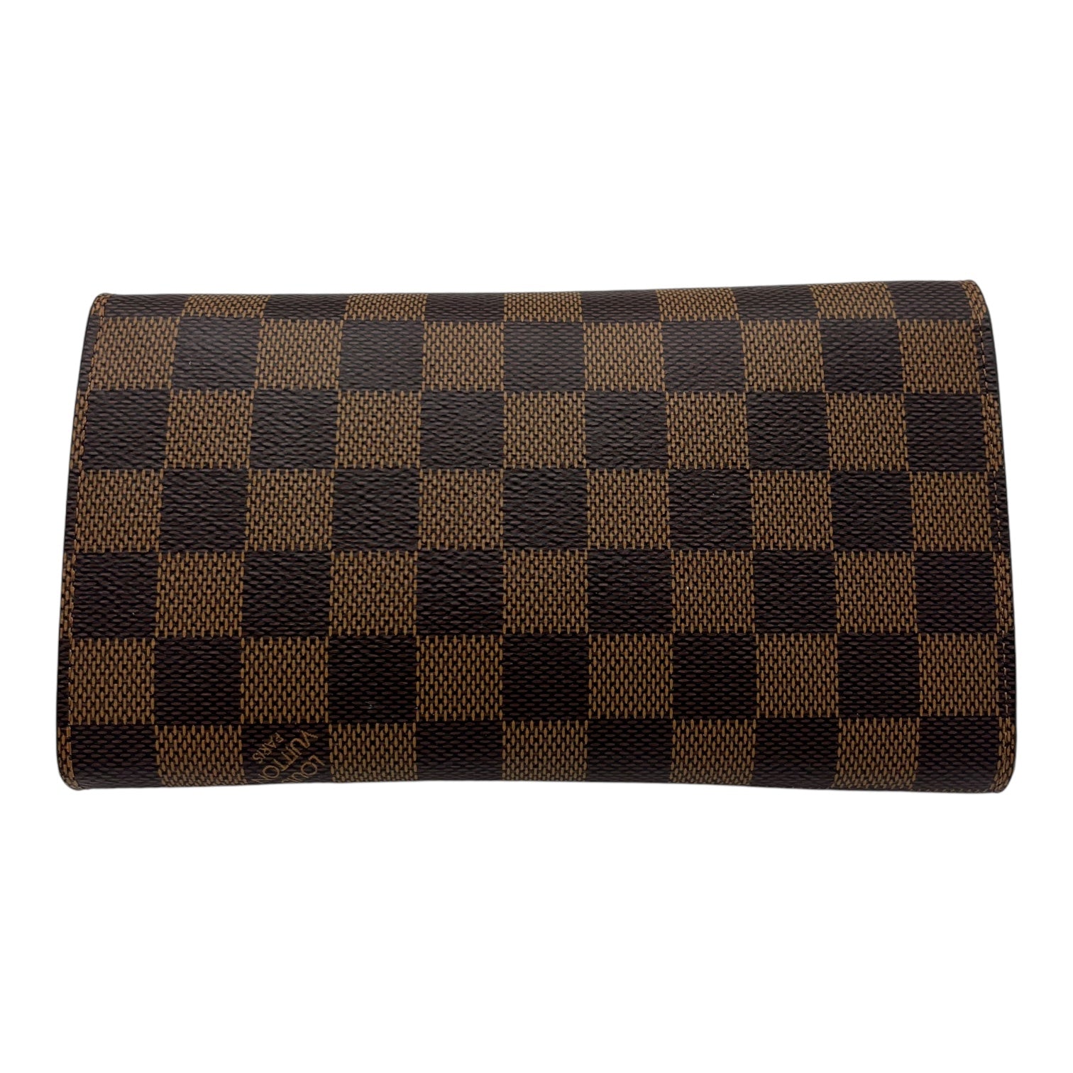 Croisette Wallet On Chain Damier Ebene in Coated Canvas, Gold hardware - Image 3