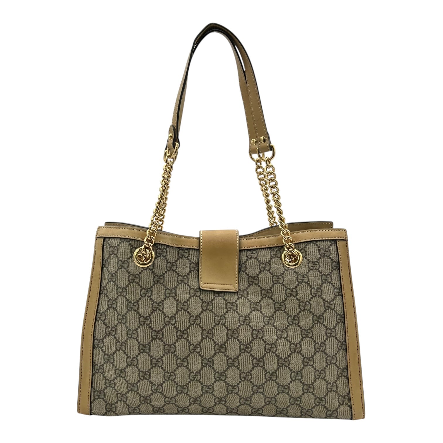 Padlock Tote Bag Beige in Coated Canvas, Gold hardware - Image 3