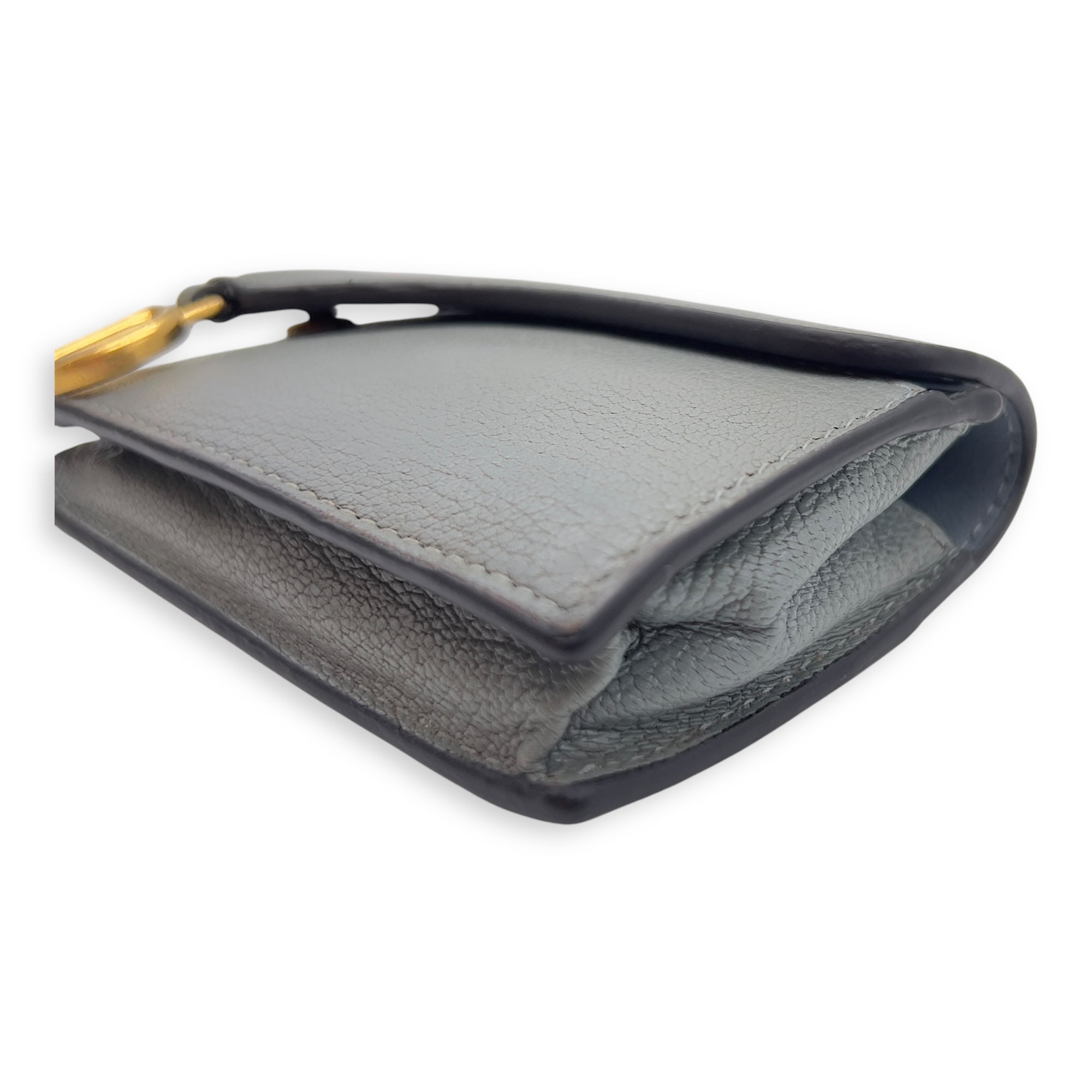 Saddle Blue Card Holder in Calfskin, Gold hardware - Image 7