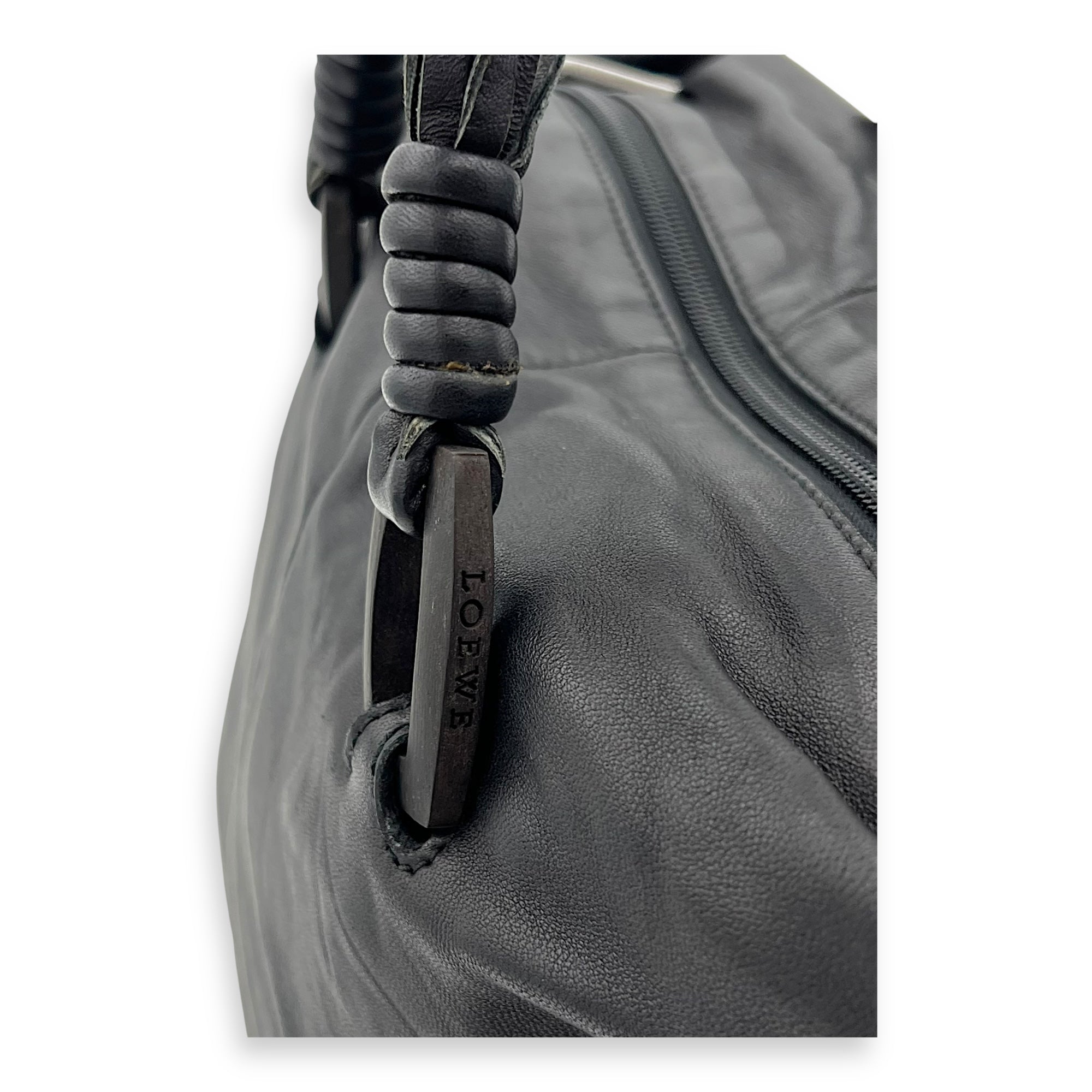 Vintage Top Handle Bag Black in Lambskin, Silver hardware - Image 8