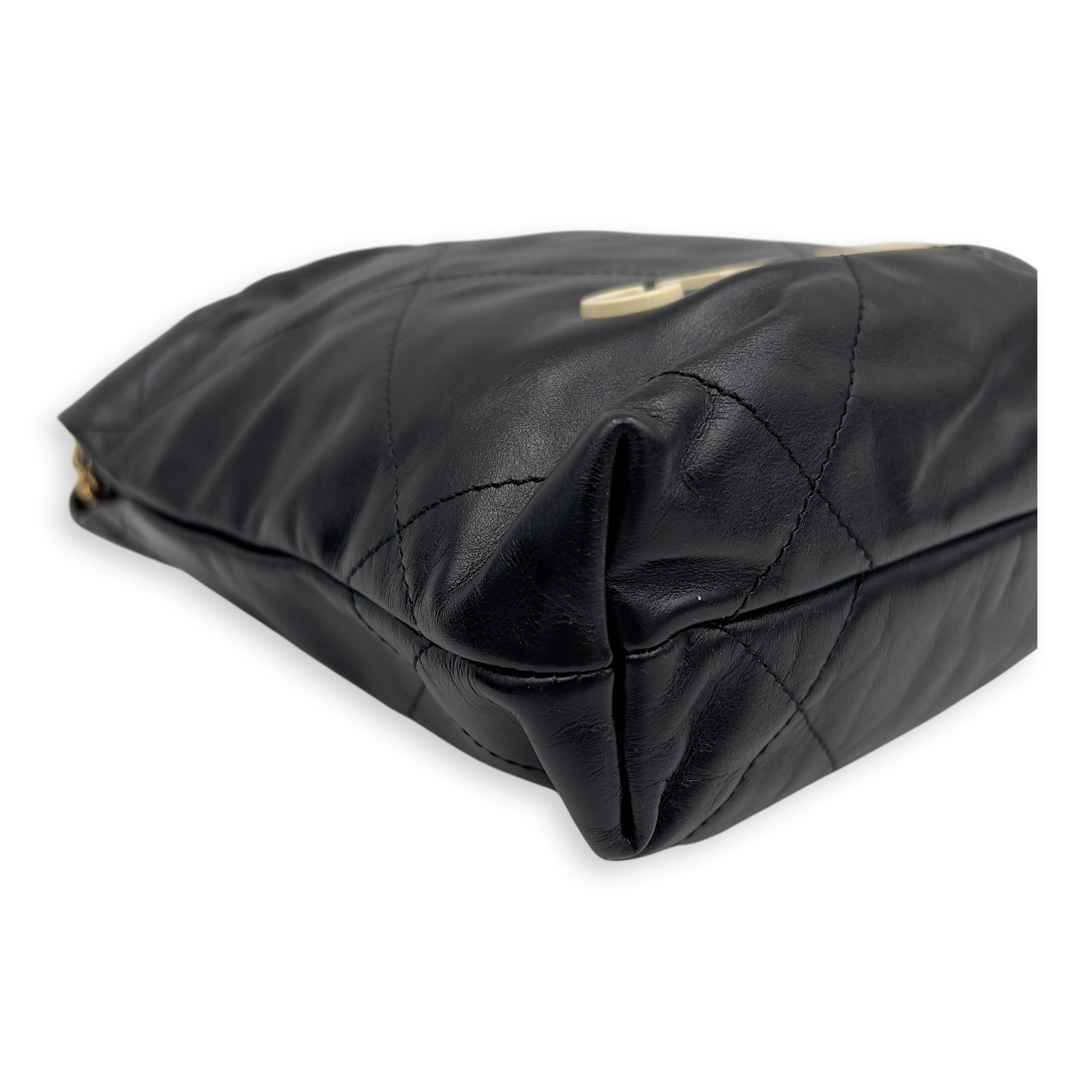 22 Tote Shoulder Bag Mini Black in Lambskin, Gold hardware - Image 10