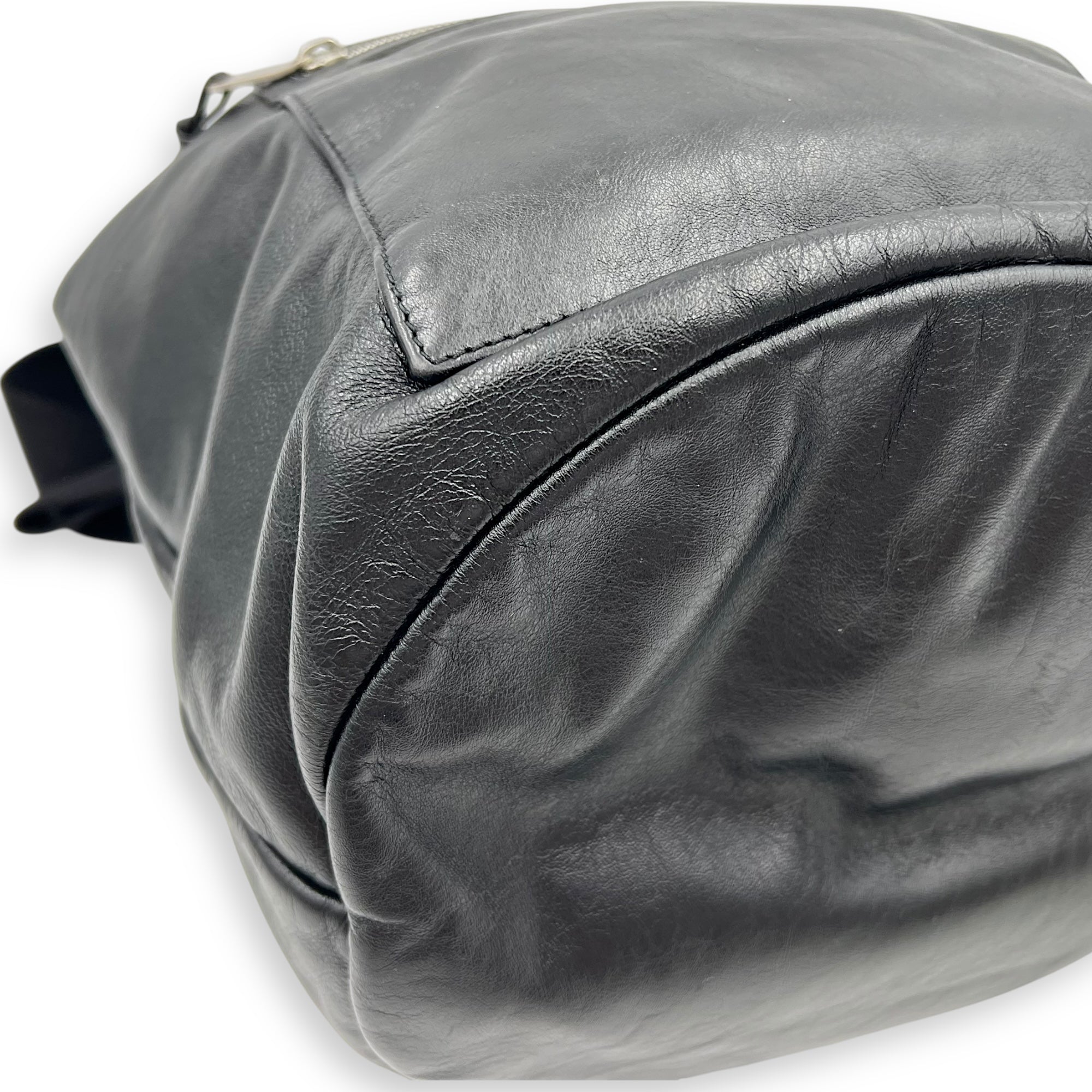 Logo Backpack Black in Calfskin, Silver hardware - Image 8