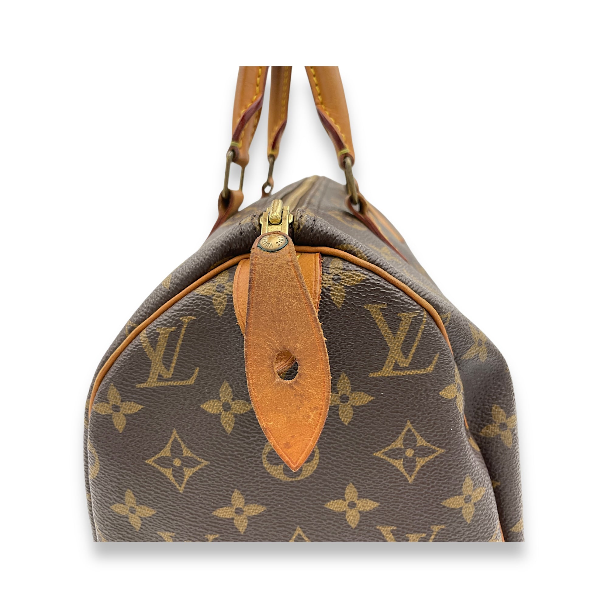 Speedy Top Handle Bag 30 Brown in Monogram Coated Canvas, Gold hardware - Image 9