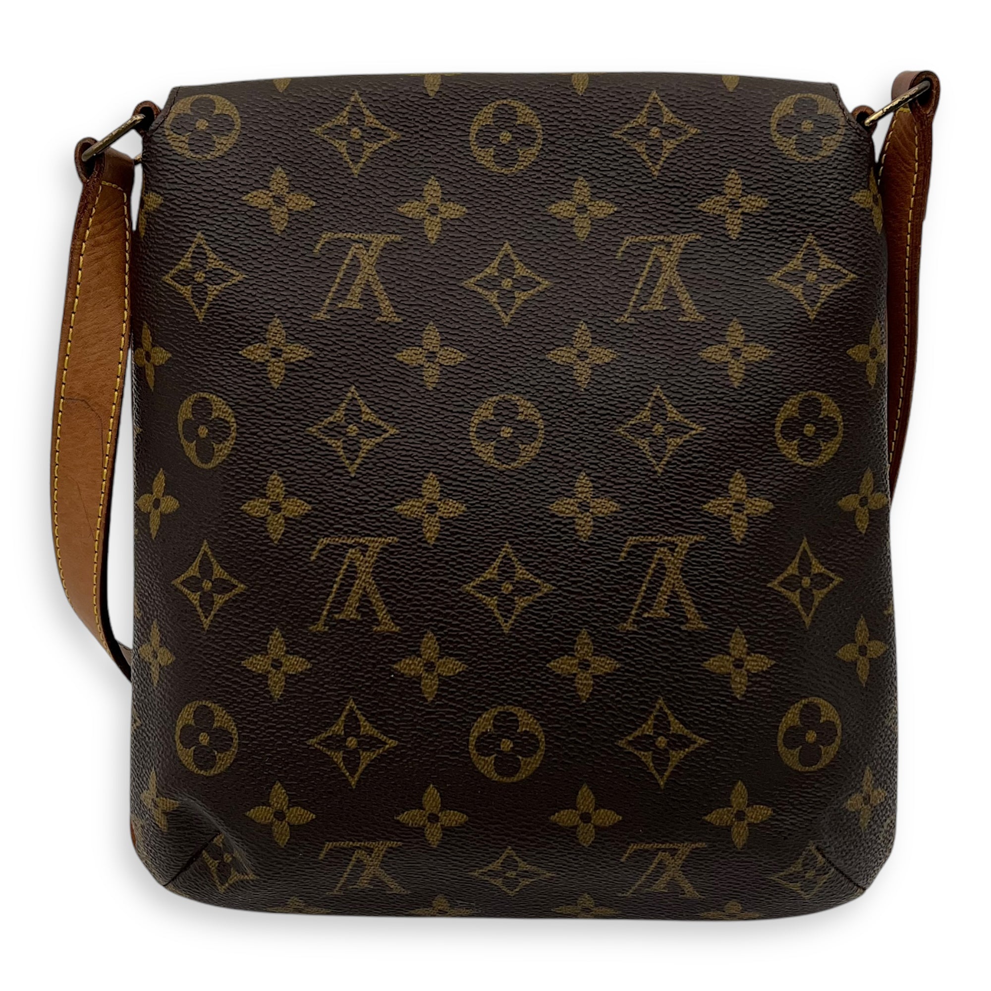 Musette Salsa Brown Crossbody Bag in Monogram Coated Canvas, Gold hardware - Image 3