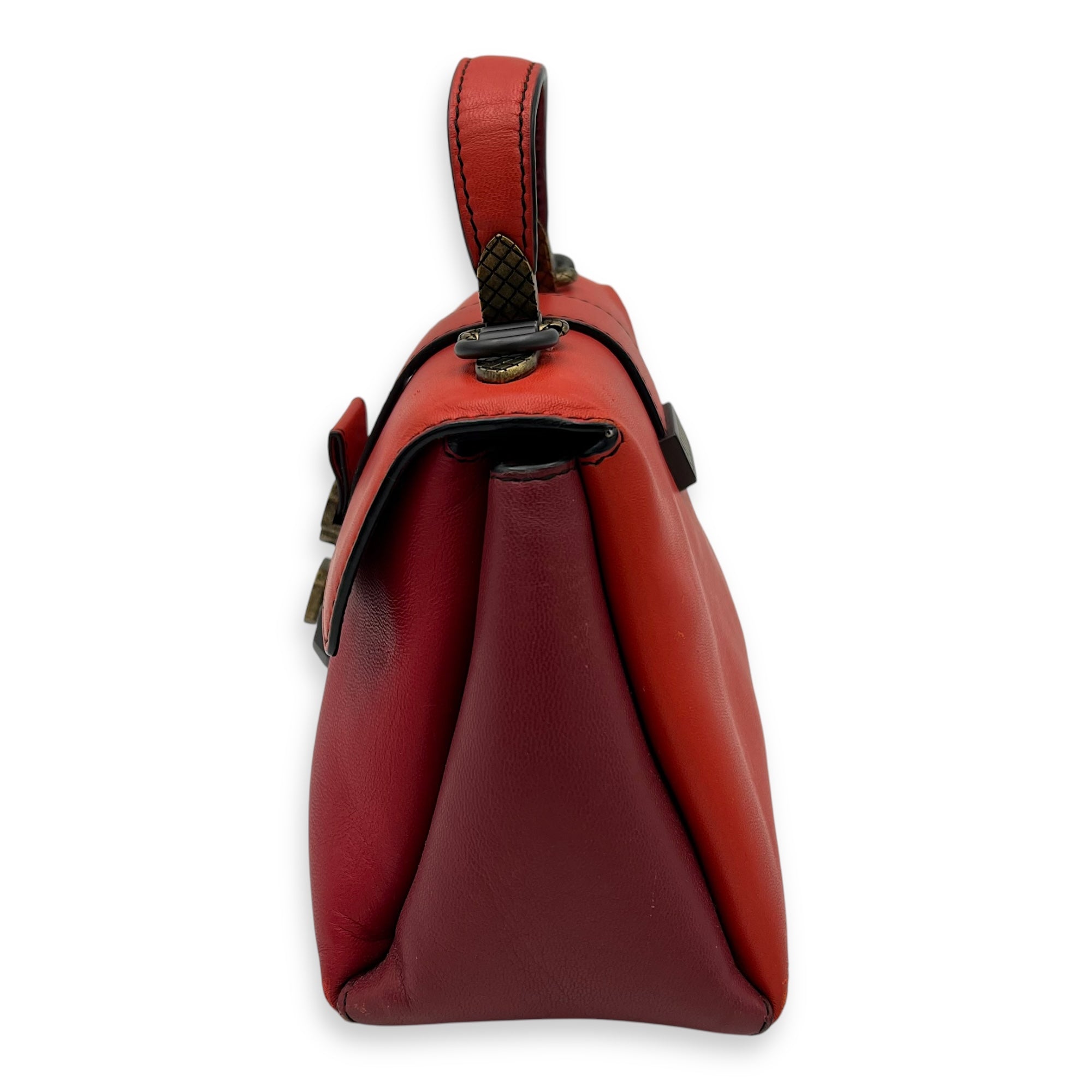 Piazza Top Handle Bag Red in Calfskin, Ruthenium hardware - Image 5