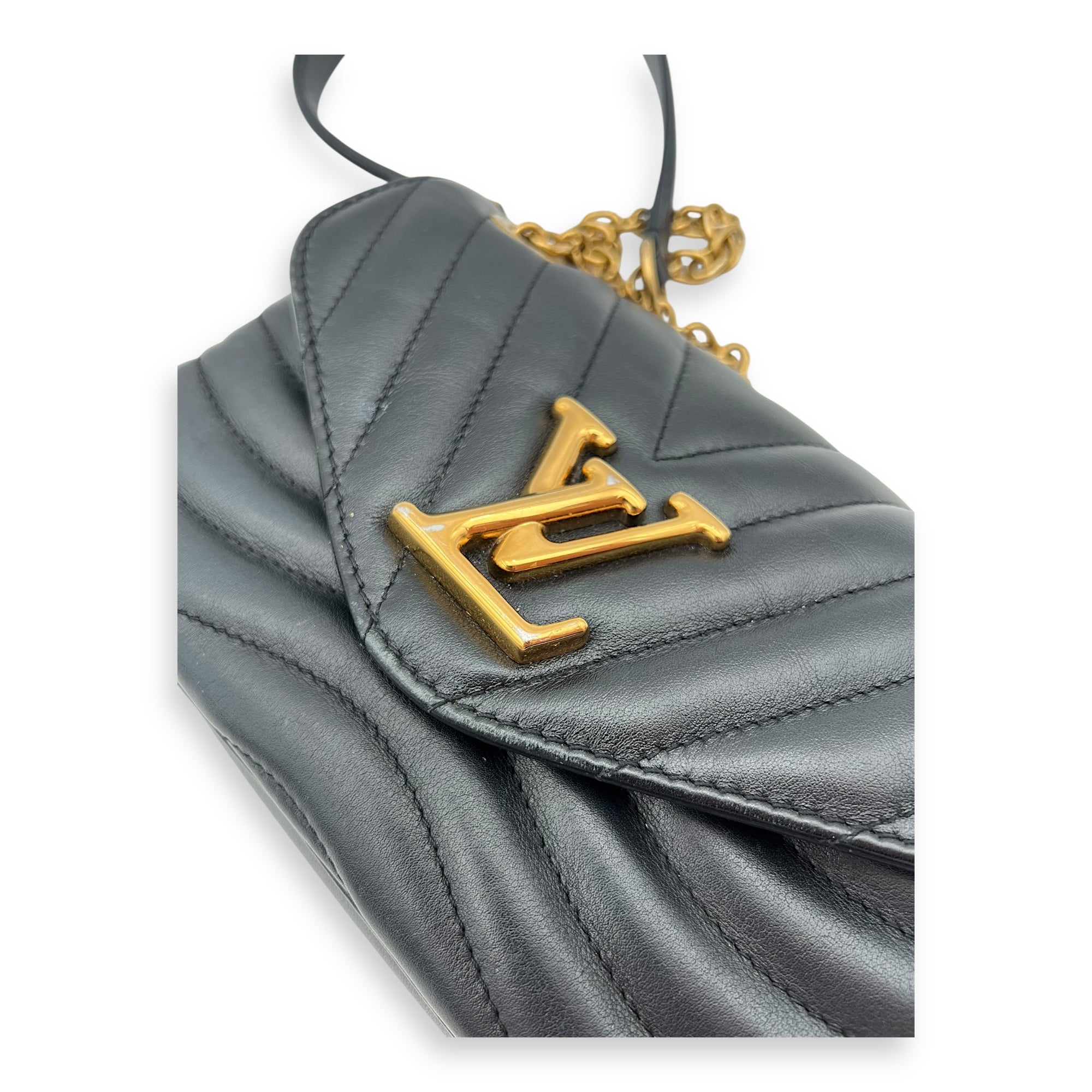 New Wave Crossbody Bag PM Black in Calfskin, Gold hardware - Image 9