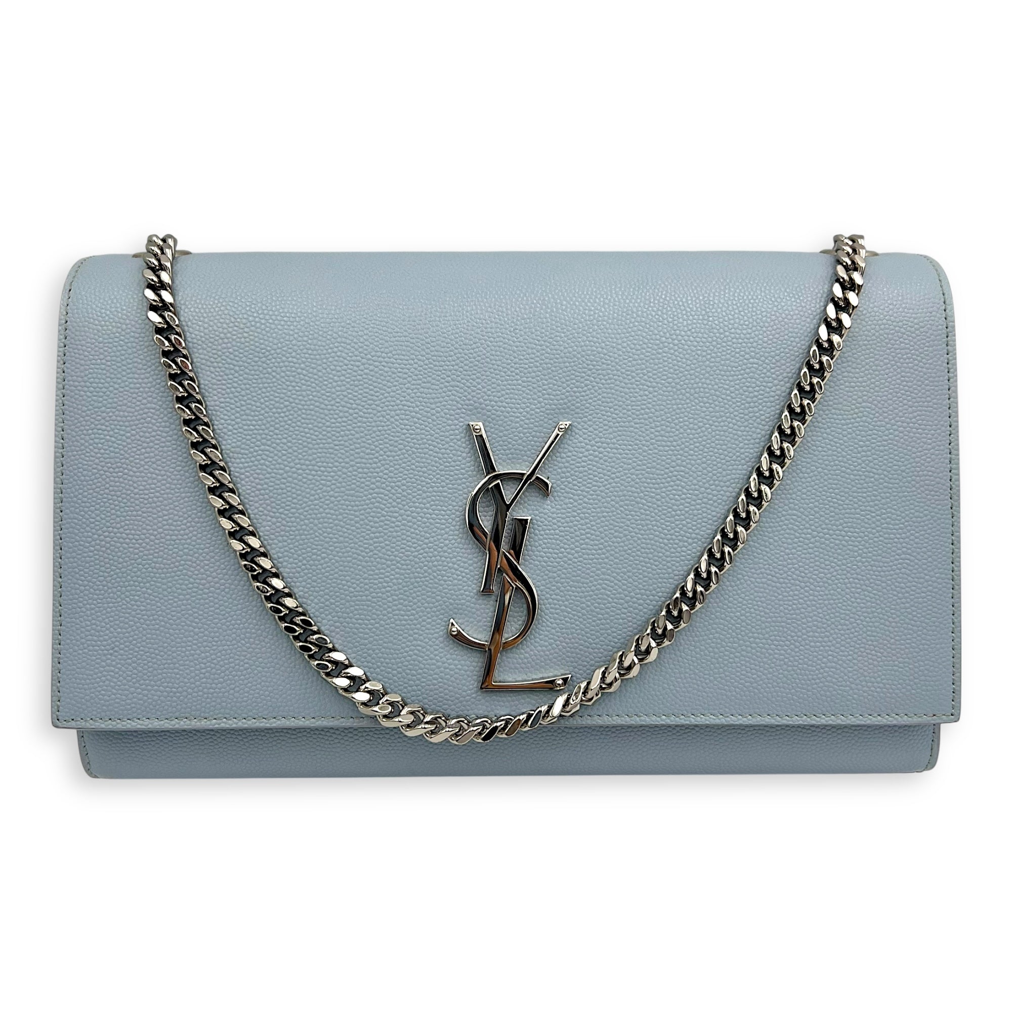 Kate Medium Blue Crossbody Bag in Calfskin, Silver hardware - Image 9
