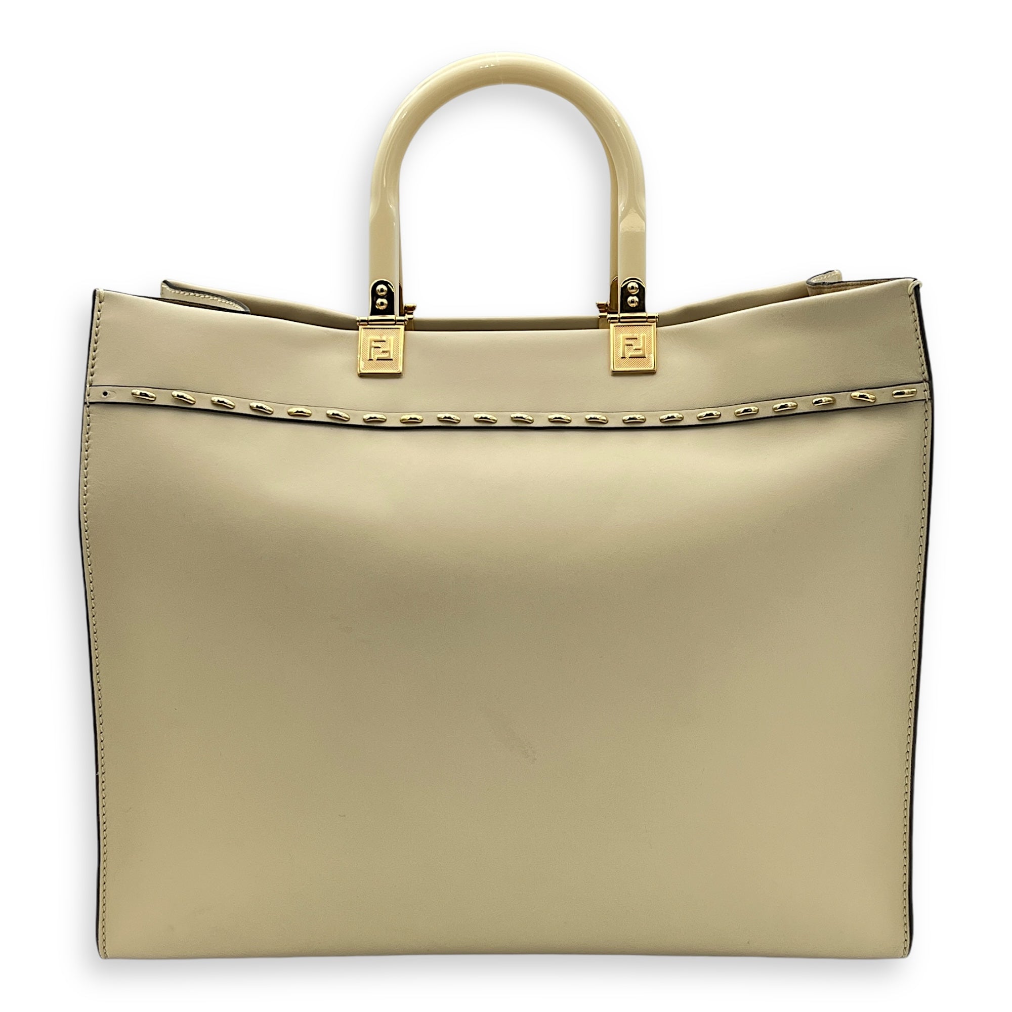 Sunshine Top Handle Bag Beige in Calfskin, Gold hardware - Image 3
