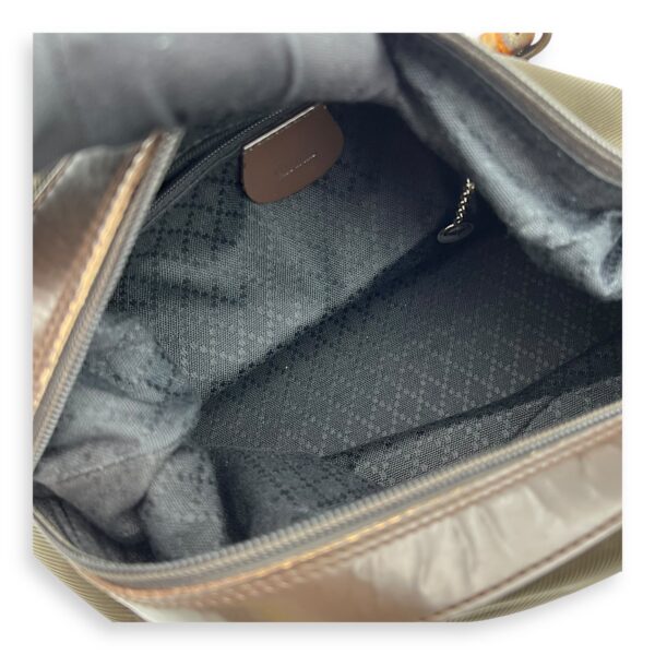 Bamboo Shoulder Bag Brown in Canvas, Silver hardware - Image 7