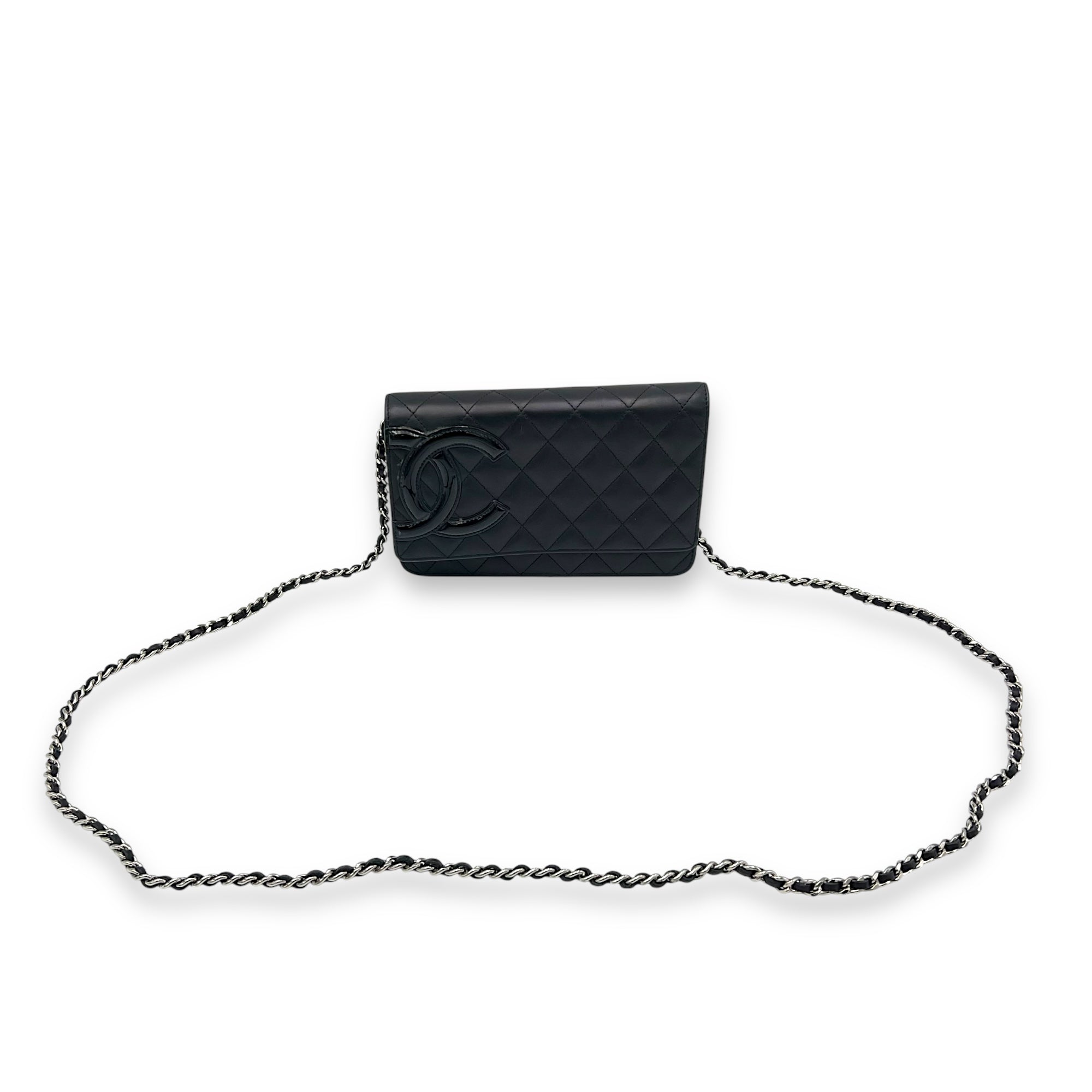Cambon Wallet On Chain Black in Lambskin, Silver hardware - Image 11
