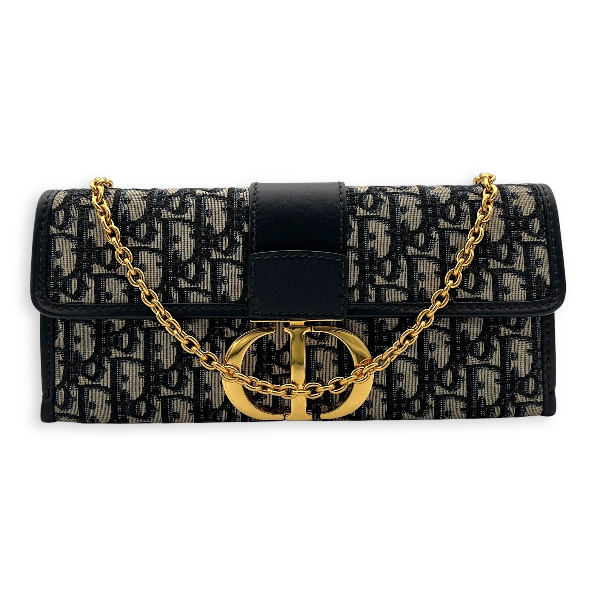 Montaigne Crossbody Bag Medium Blue in Canvas, Gold hardware - Image 11