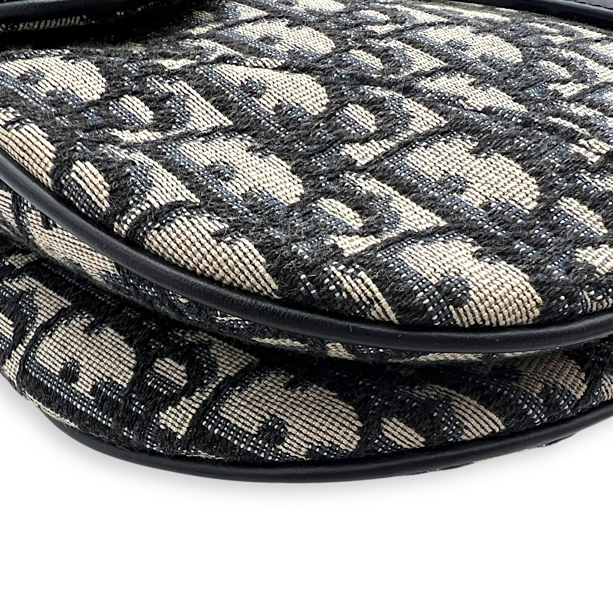 Saddle Shoulder Bag Medium Blue in Jacquard, Gold hardware - Image 10