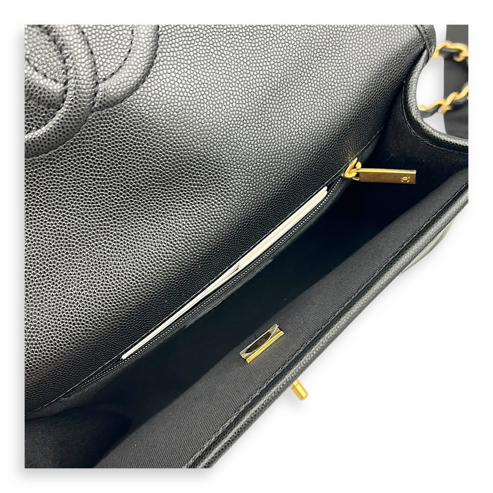 CC Quilted Top Handle Bag Black in Calfskin, Gold hardware - Image 11