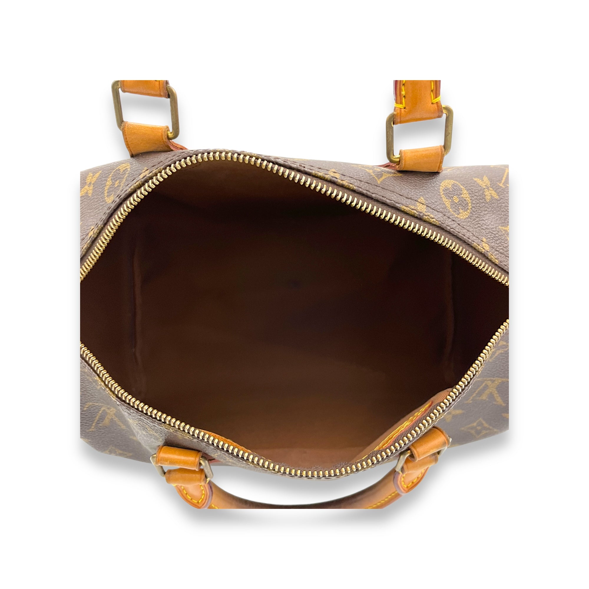 Speedy Top Handle Bag 30 Brown in Monogram Coated Canvas, Gold hardware - Image 12