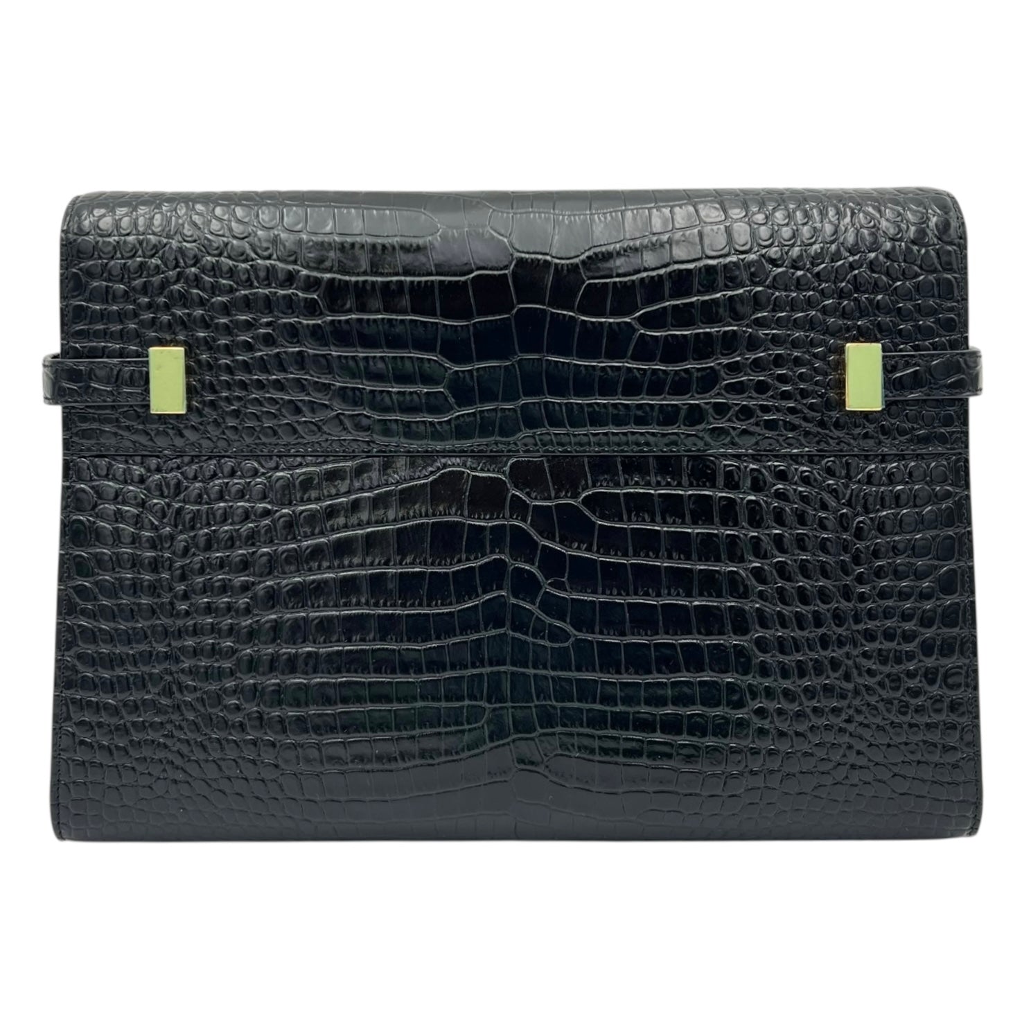 Manhattan Shoulder Bag Black in Crocodile Embossed Calfskin, Gold hardware - Image 3