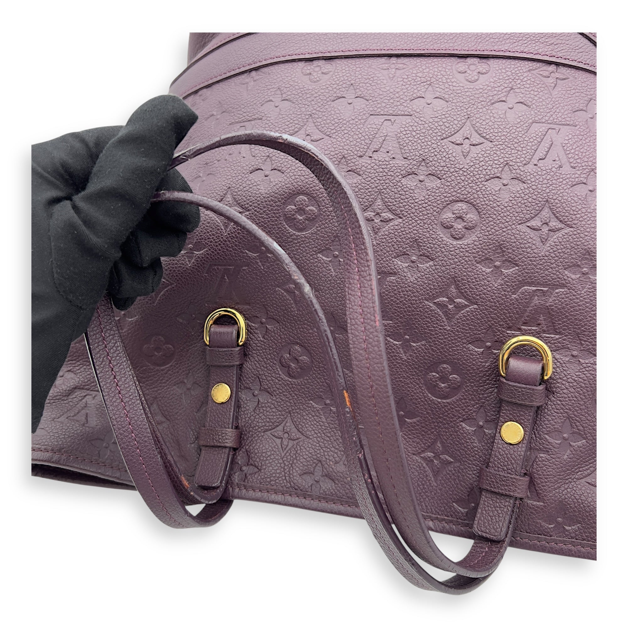 Citadine Tote Bag PM Purple in Empreinte Leather, Gold hardware - Image 10