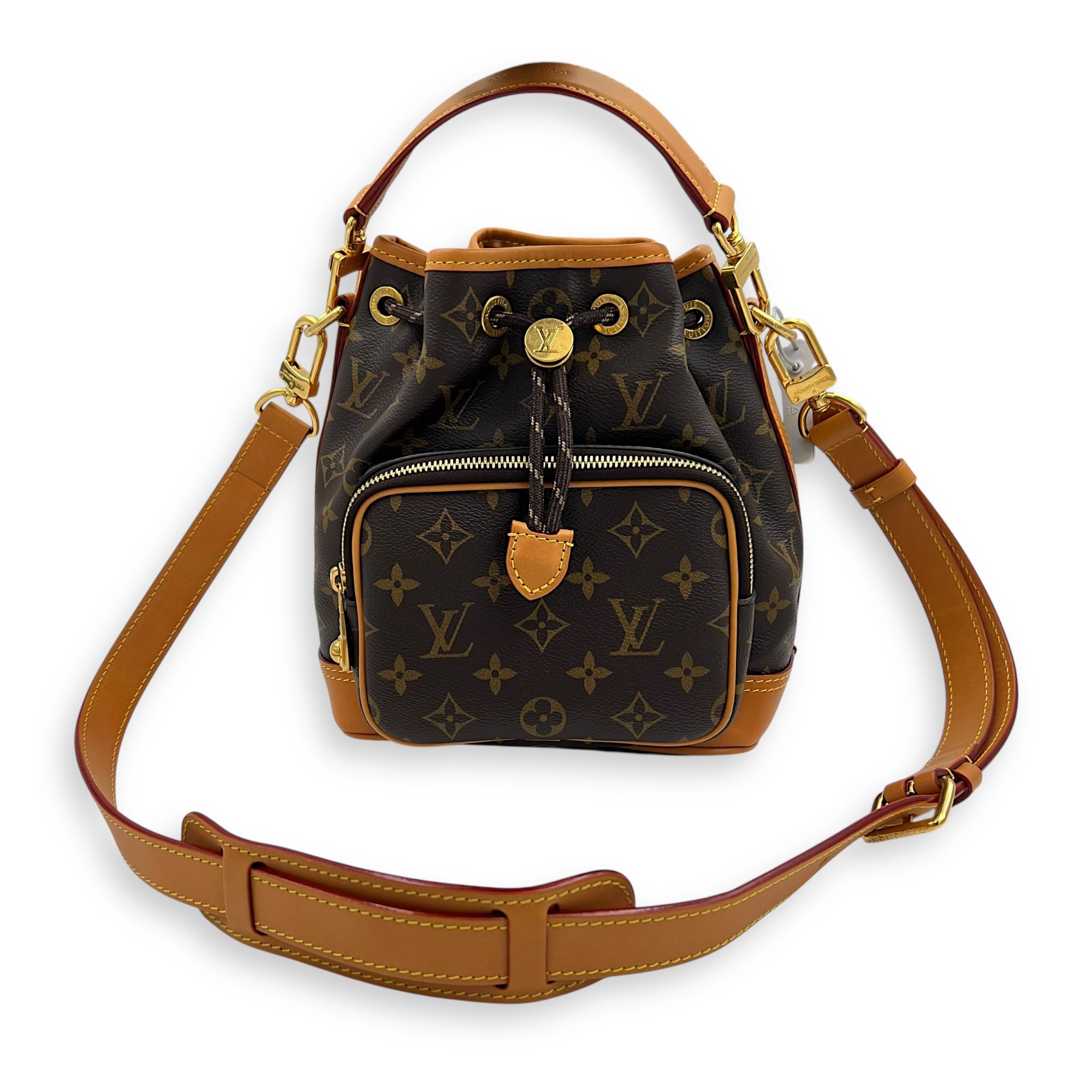 Noe Cargo Crossbody Bag Brown in Monogram Coated Canvas, Gold hardware - Image 10