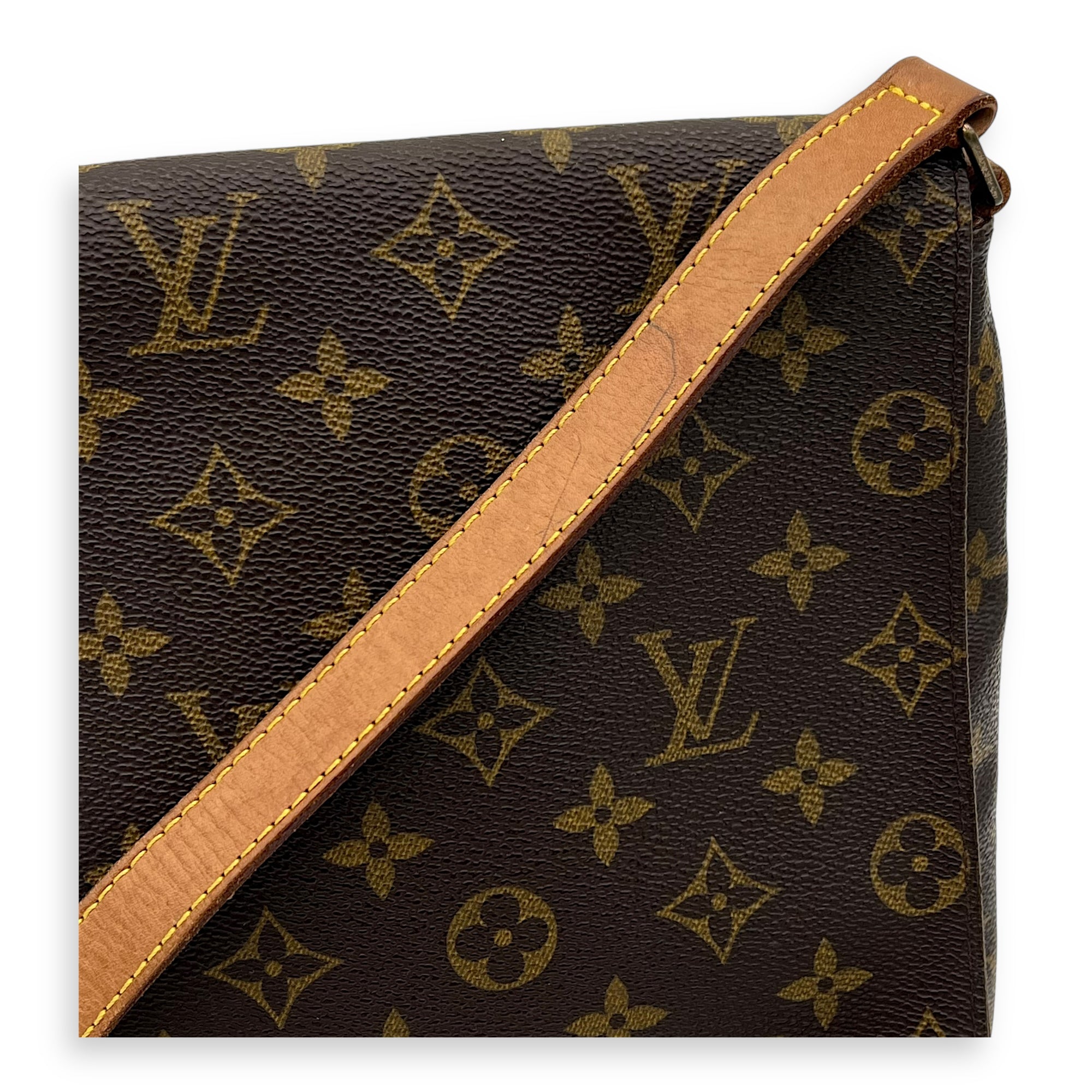 Musette Salsa Brown Crossbody Bag in Monogram Coated Canvas, Gold hardware - Image 10