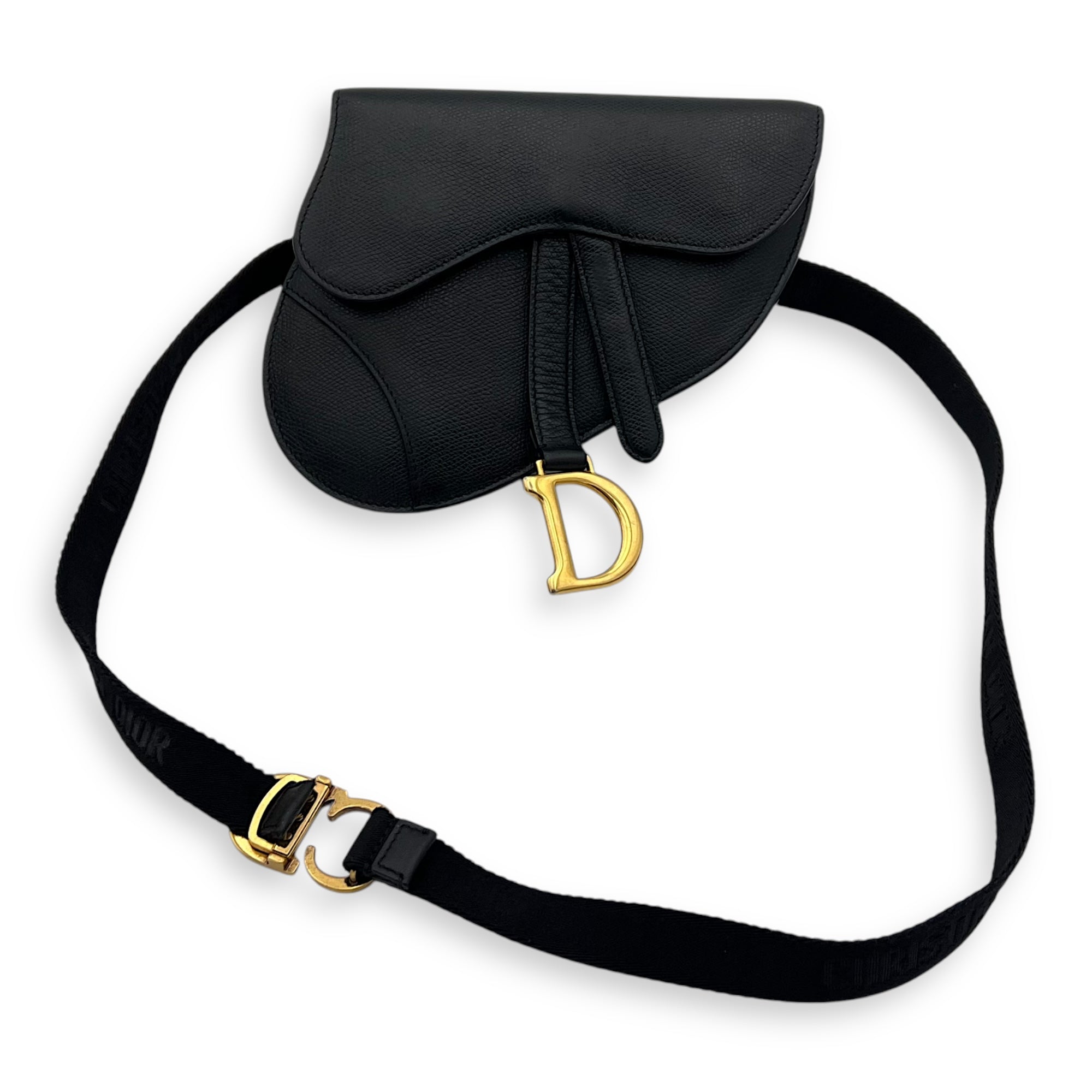 Saddle Belt Bag Black in Calfskin, Gold hardware - Image 13