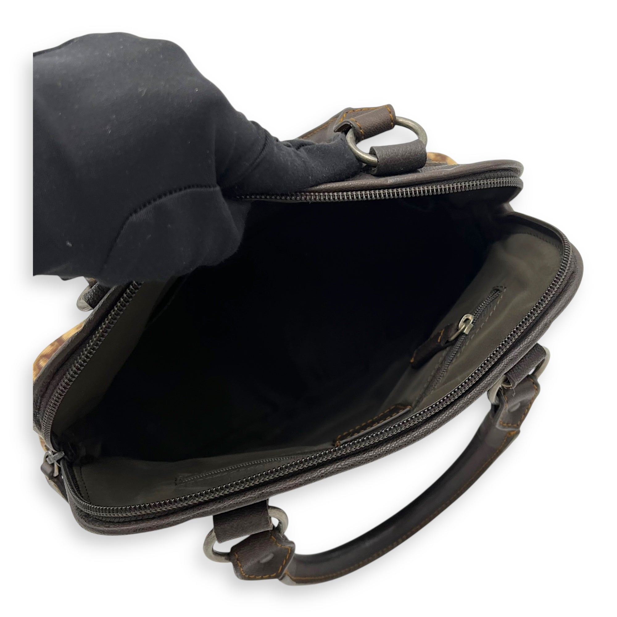 Trotteur Top Handle Bag Brown in Canvas, Ruthenium hardware - Image 13