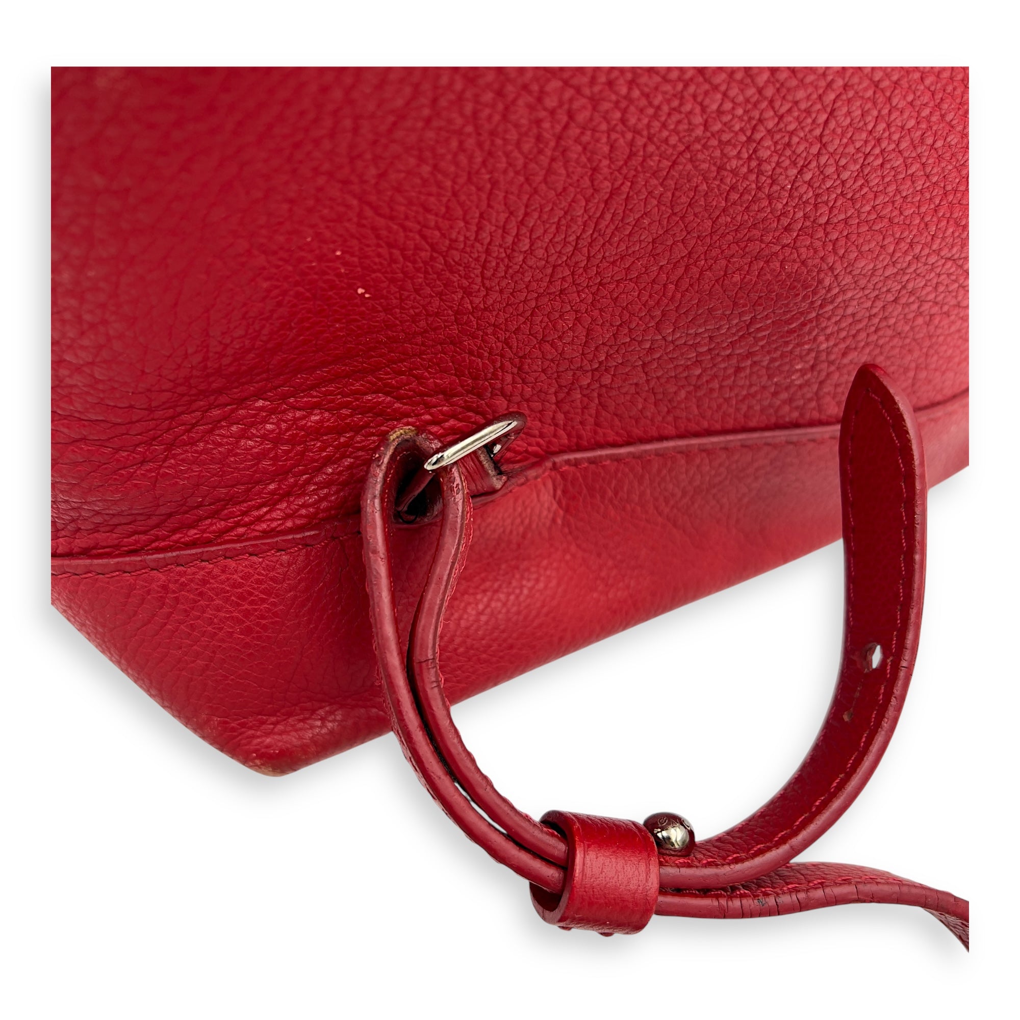 Lock Me Backpack Red in Taurillon Leather, Silver hardware - Image 15