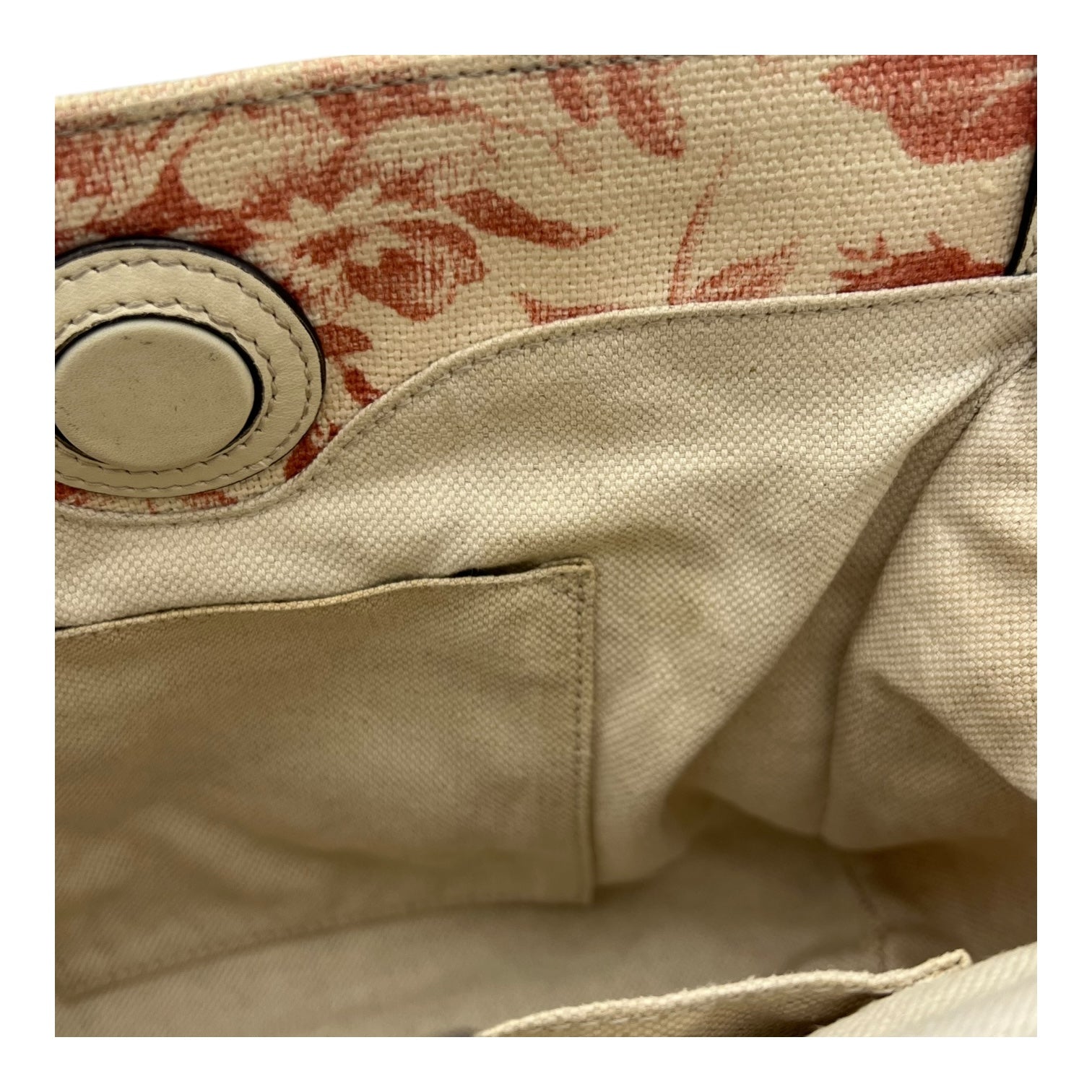 Ribbon Herbarium Top Handle Bag White in Canvas, Gold hardware - Image 8