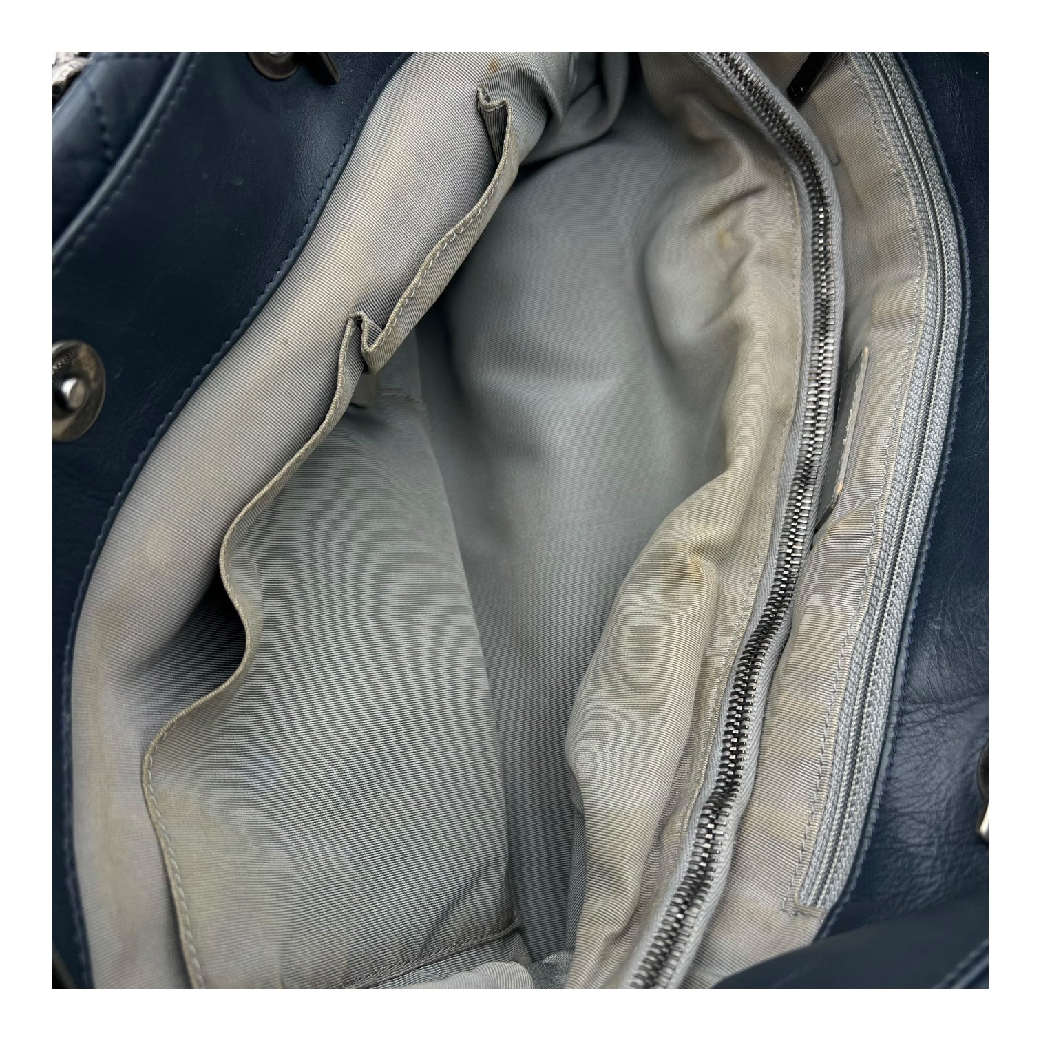 CC Shoulder Bag Blue in Calfskin, Ruthenium hardware - Image 9