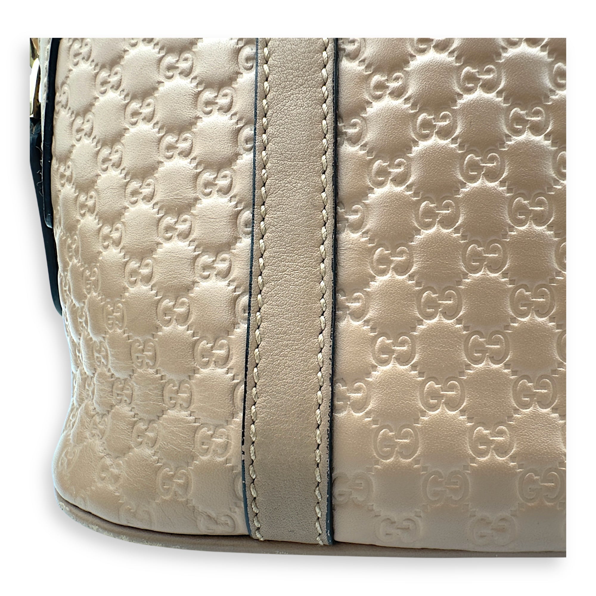 Dome Top Handle Bag Beige in Calfskin, Gold hardware - Image 20