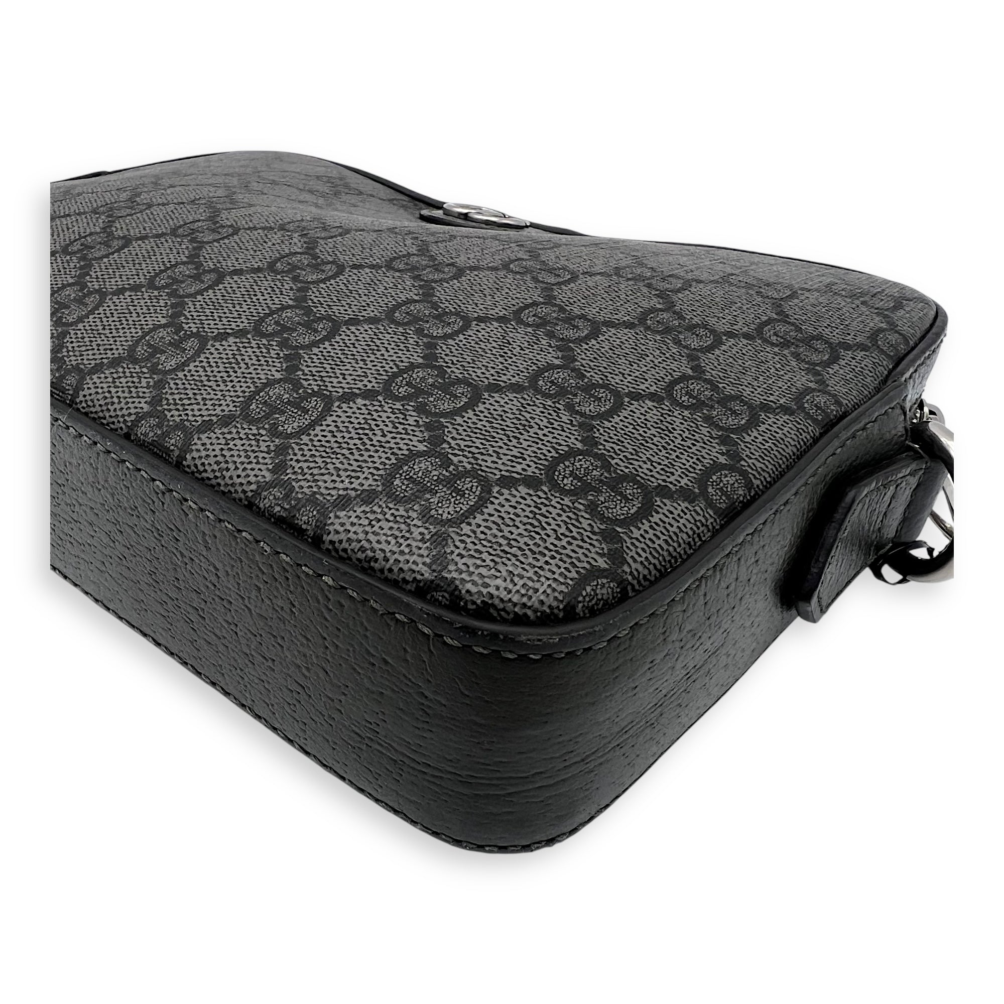 Ophidia Crossbody Bag Black in Coated Canvas, Silver hardware - Image 8