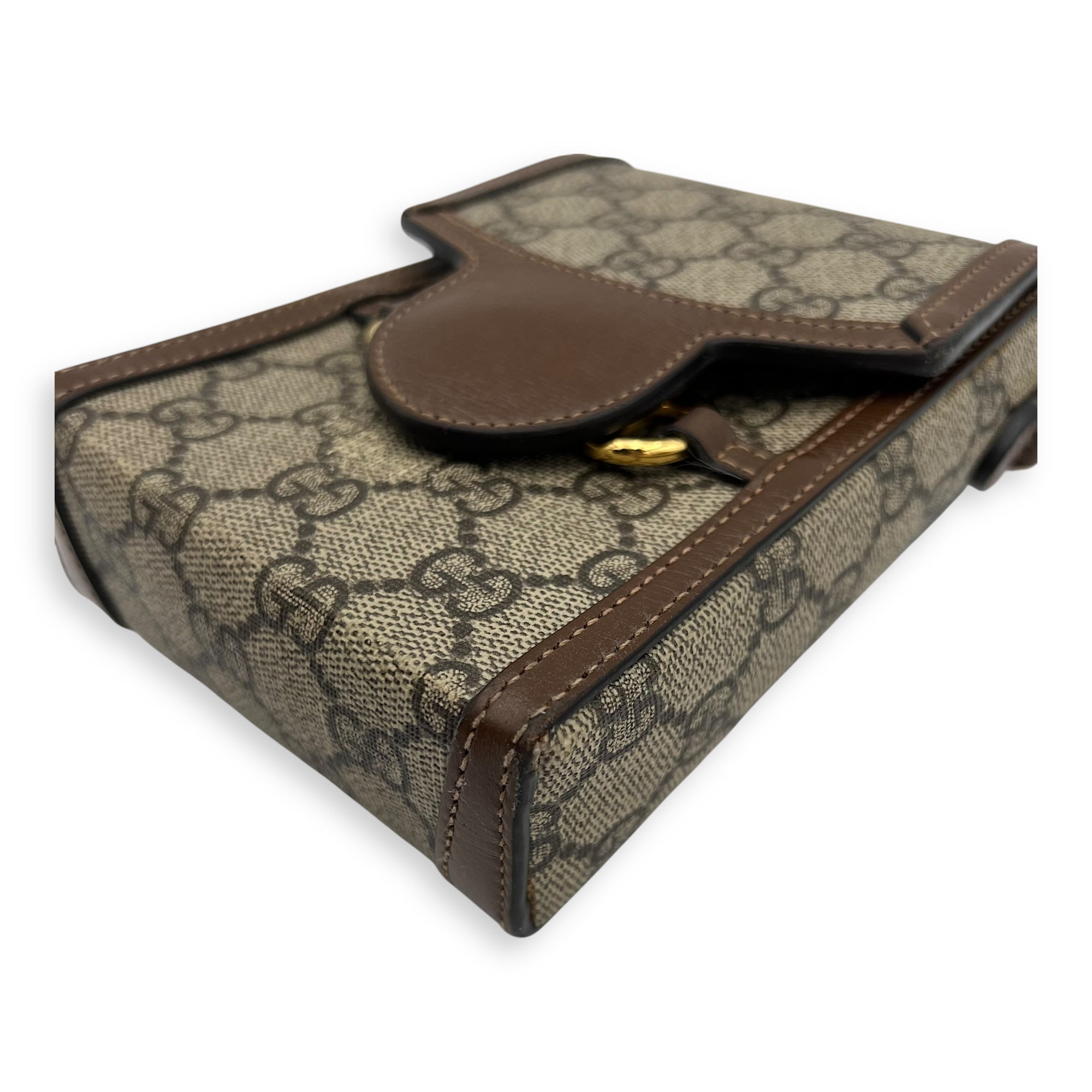 Horsebit 1955 Shoulder Bag Brown in Monogram Coated Canvas, Gold hardware - Image 9