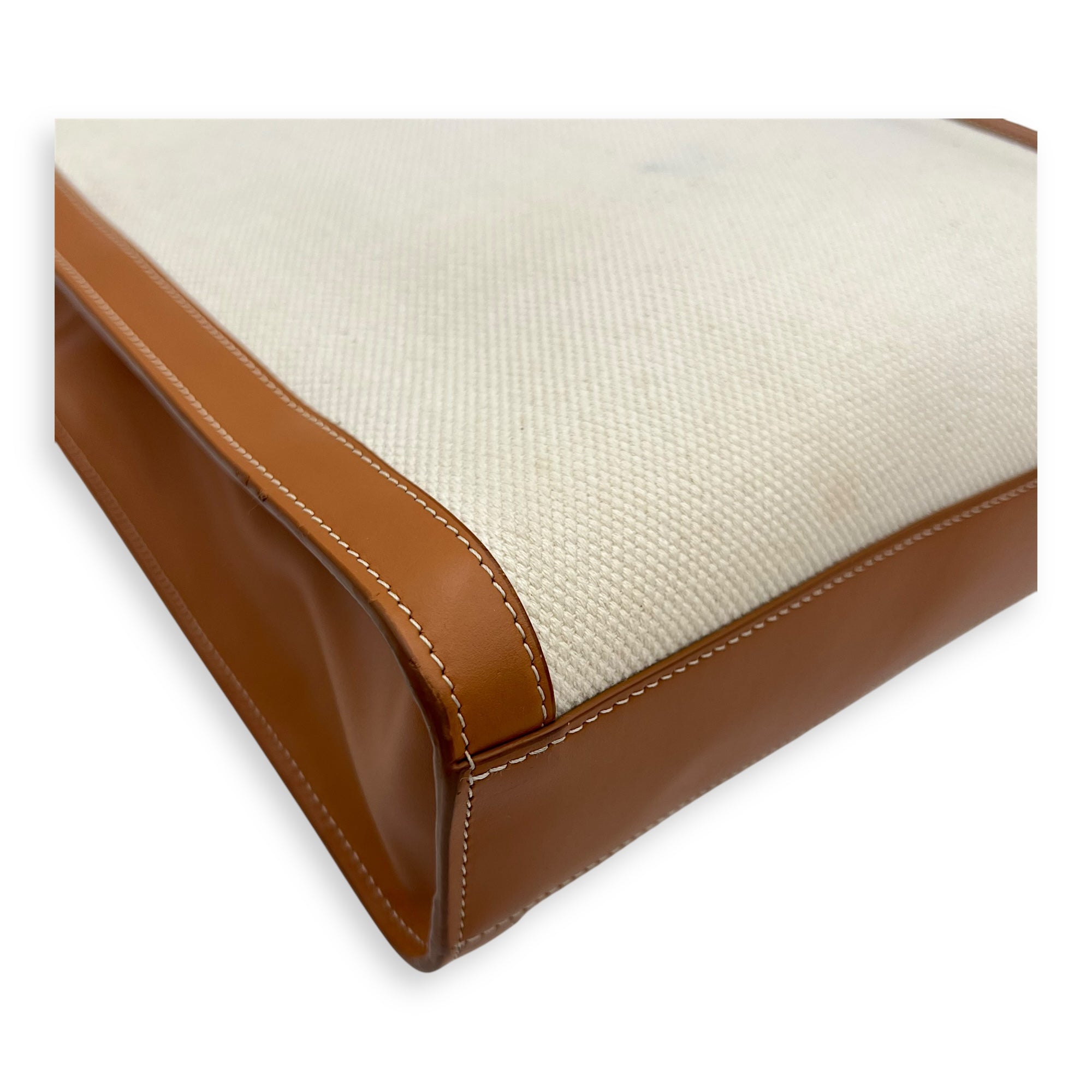 Cabas Top Handle Bag Brown in Canvas, Gold hardware - Image 12