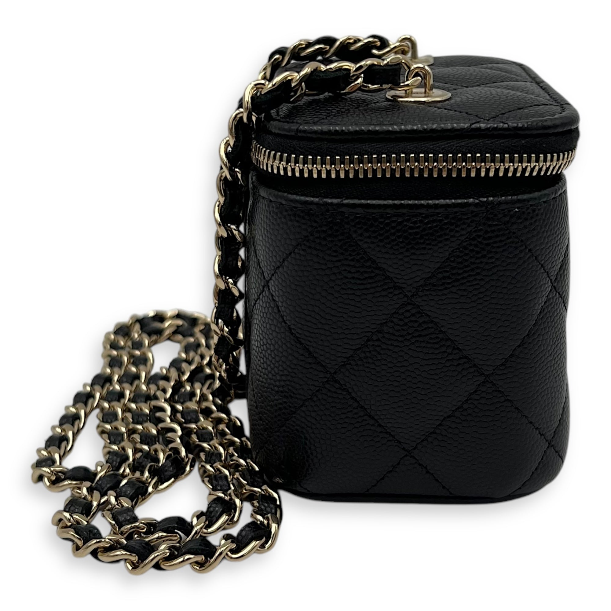 Vanity Crossbody Bag Mini Black in Caviar Leather, Gold hardware - Image 4