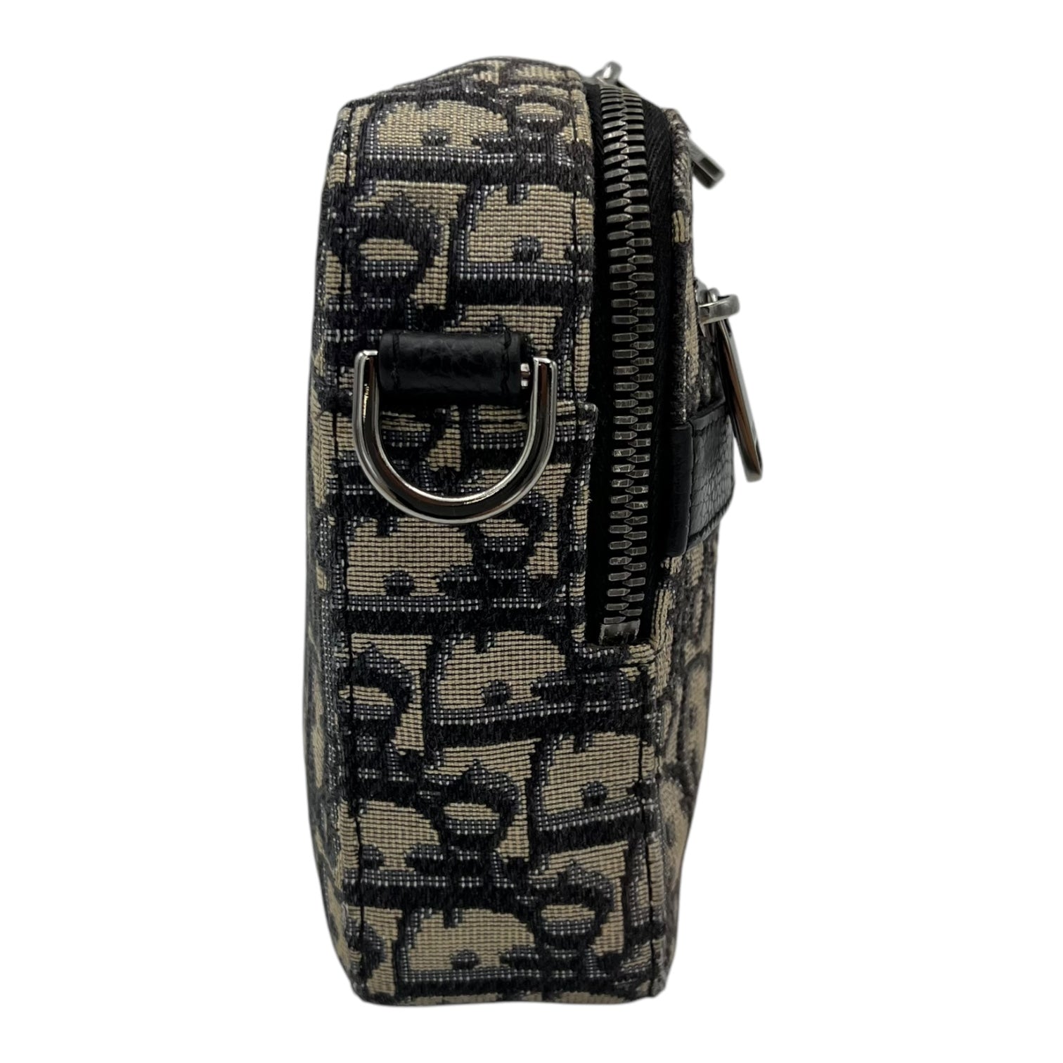 Safari Crossbody Bag Blue in Jacquard, Silver hardware - Image 4