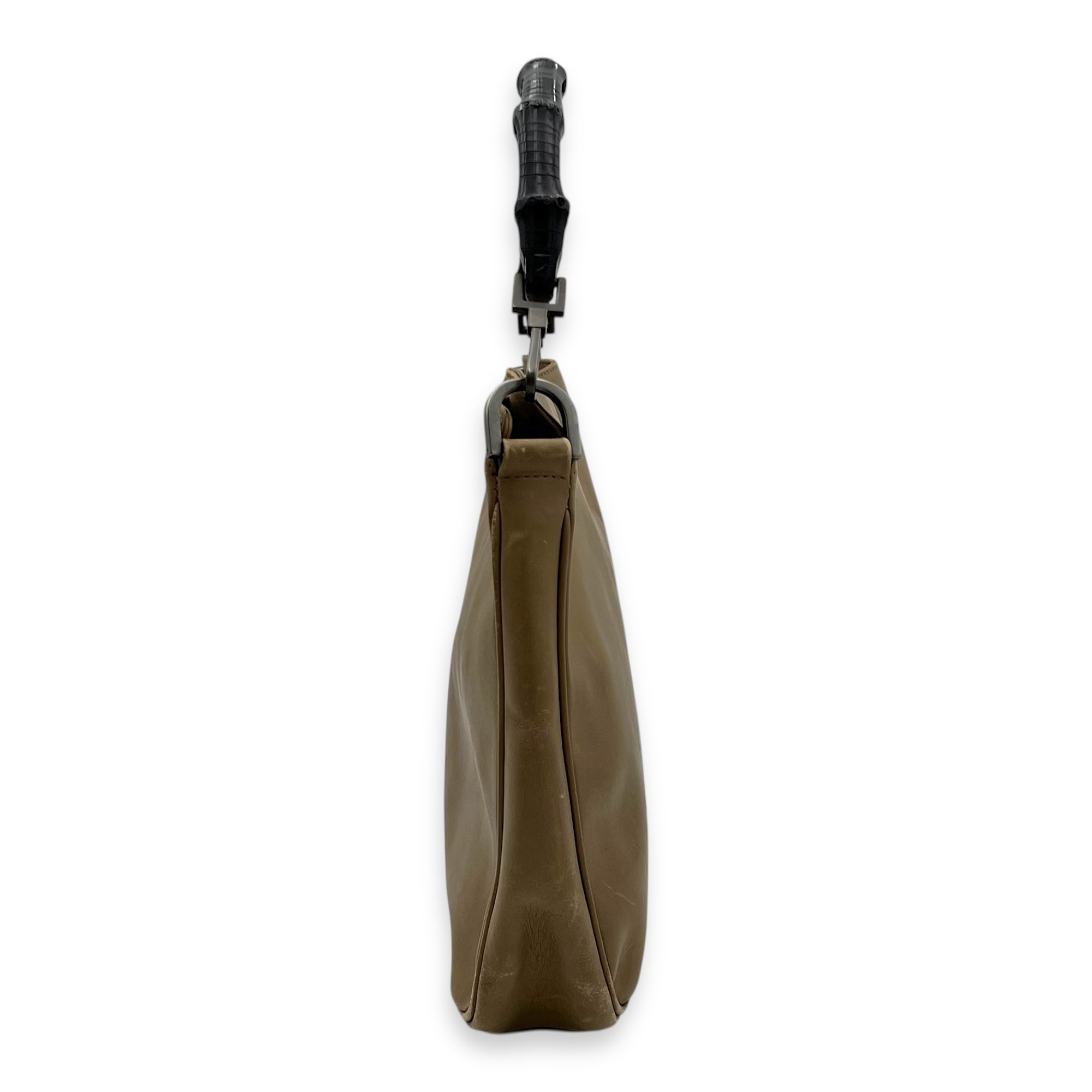 Bamboo Top Handle Bag Beige in Calfskin, Silver hardware - Image 5