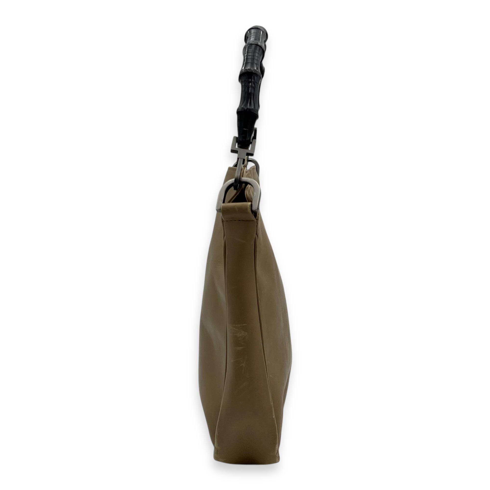 Bamboo Top Handle Bag Beige in Calfskin, Silver hardware - Image 4