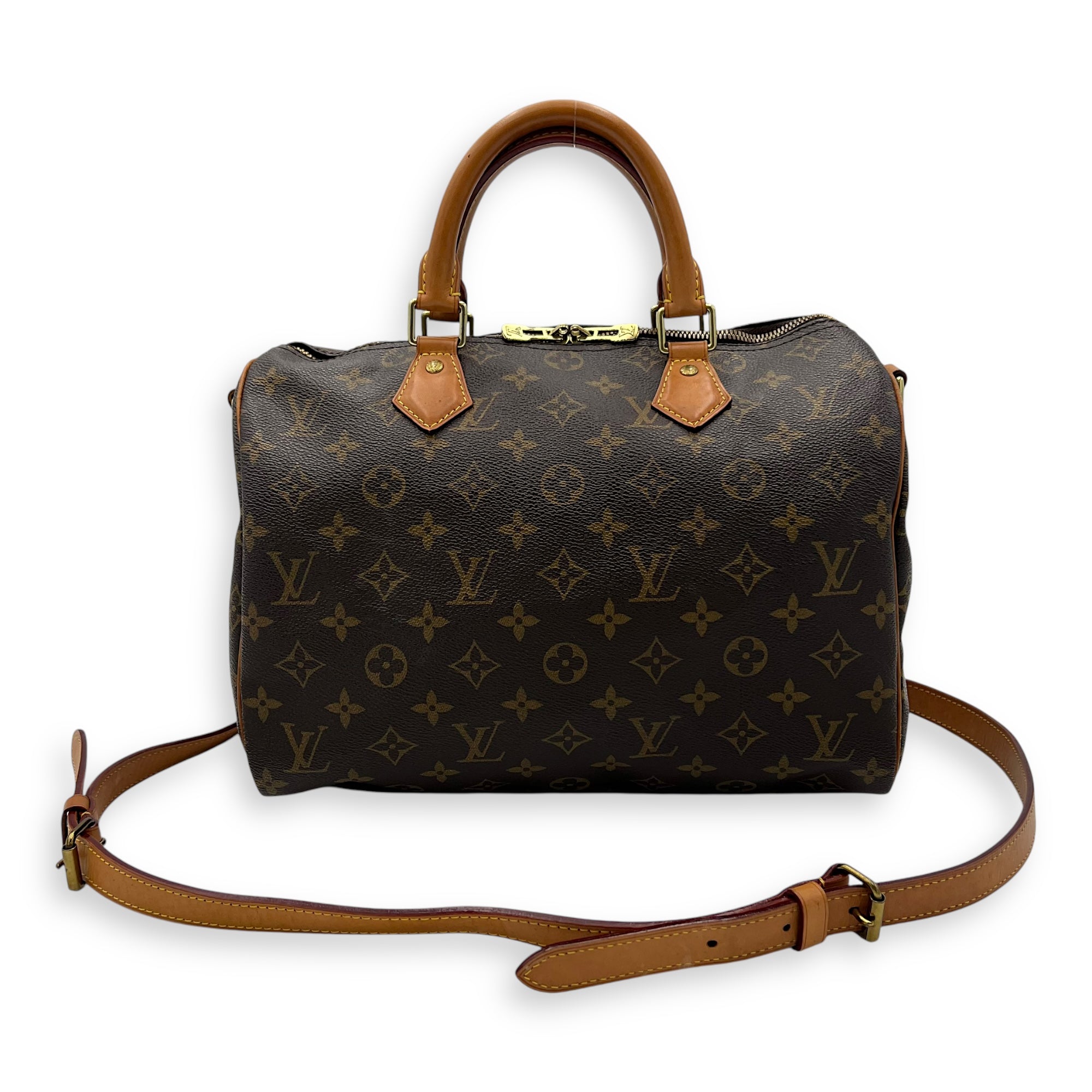 Speedy Bandouliere Top Handle Bag 30 Brown in Monogram Coated Canvas, Gold hardware - Image 15